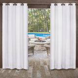 Exclusive Home Miami Semi-Sheer Textured Indoor/Outdoor Grommet Top Curtain Panel, 54"x84", Winter White, Set of 2