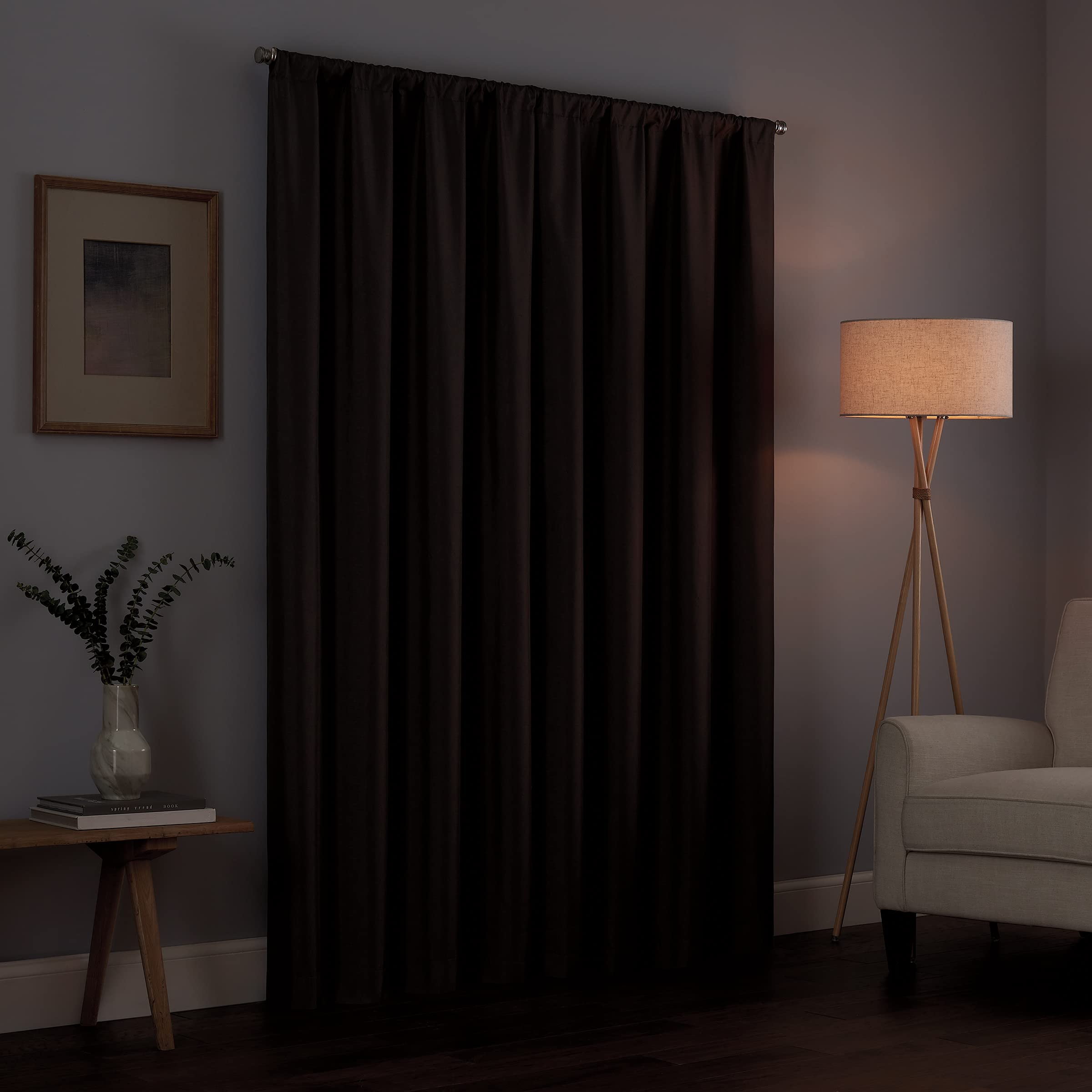 ECLIPSE Kendall Modern Blackout Thermal Rod Pocket Window Curtain for Bedroom or Living Room (1 Panel), 42" x 54", Charcoal