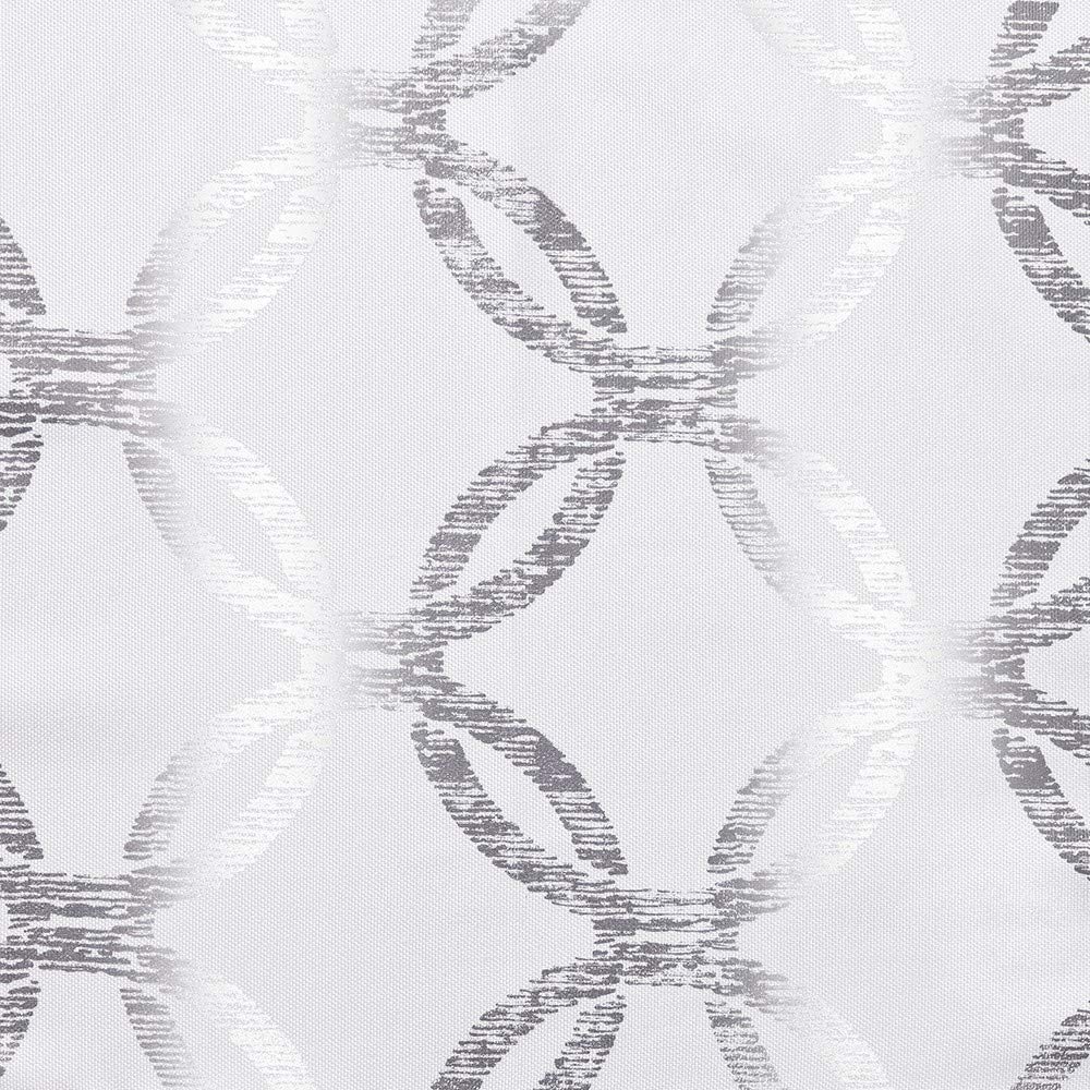 EXCLUSIVE HOME Modo Metallic Geometric Grommet Top Curtain Panel Pair, 54"x84", Winter White