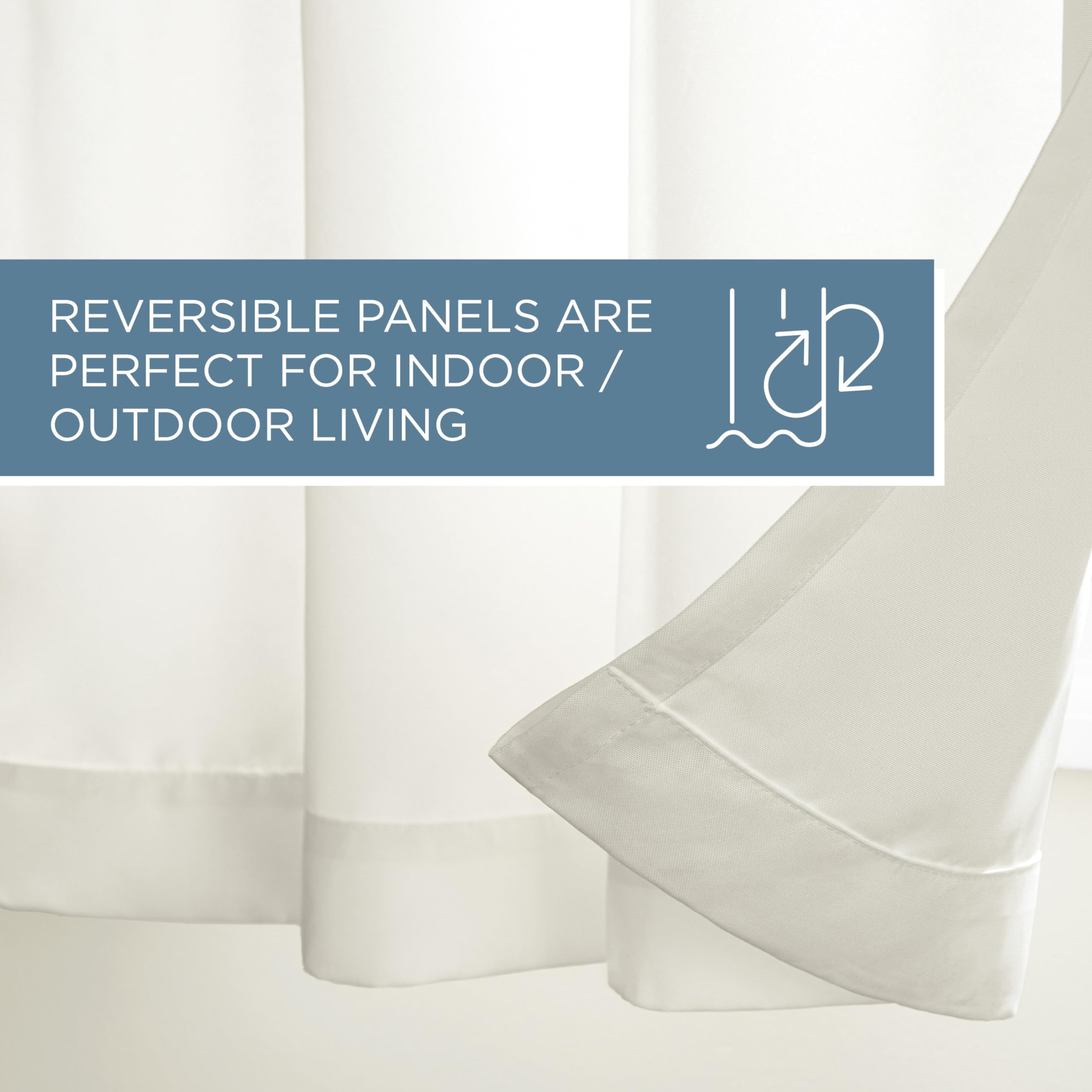TOWN & COUNTRY BASICS Cabana Solid Heavyweight Indoor Outdoor Curtains, Light Filtering Opacity with Grommet Top, Water Repellent, 2-Pack Set, 54"x84", Vanilla