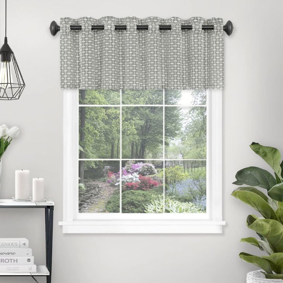 Achim Bedford Valance Window Curtains - 58 Inch Width, 13 Inch Length - Grey - Light Filtering Fabric & Machine Washable Drapes, Yarn Dyed Woven Accents for Bedroom Living & Dining Room Home Decor
