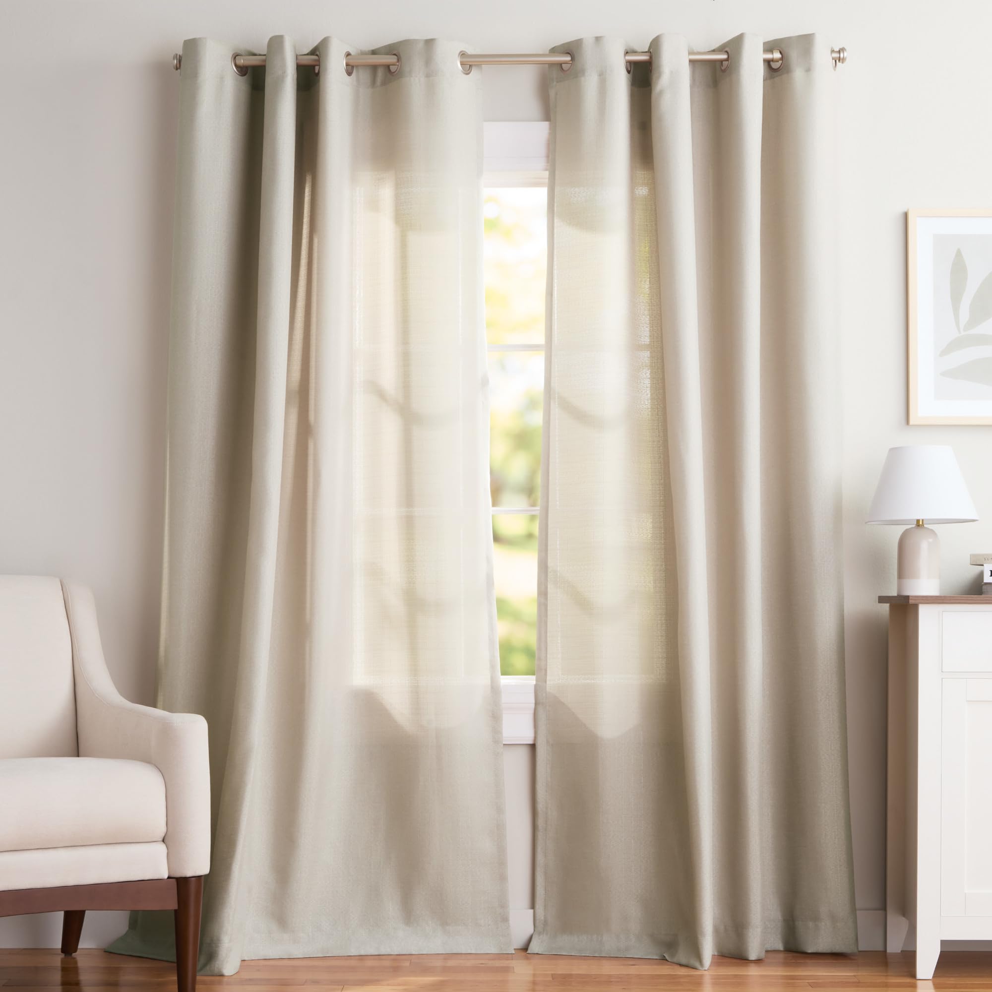 Exclusive Home Loha Linen Grommet Top Curtain Panel Pair, 54"x84", Natural