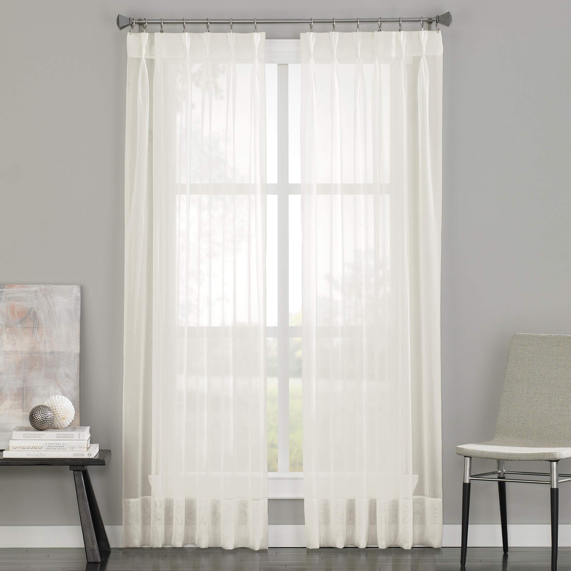 Curtainworks Soho Voile Sheer Pinch Pleat Curtain Panel, 29 by 95", Oyster
