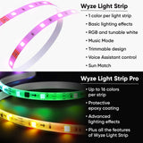 Wyze Light Strip, 32.8ft WiFi LED Strip Lights, 16 Million Colors RGB with App Control and Sync to Music for Home, Kitchen, TV, Party, Compatible with Alexa and Google Assistant, 2 Rolls of 16.4ft