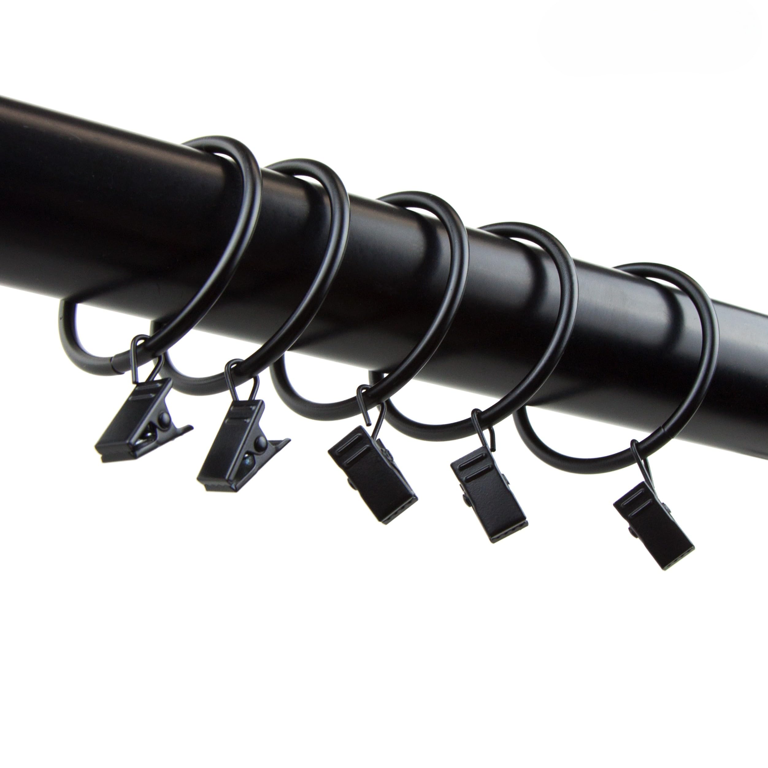 Rod Desyne 2 inch Curtain Rings w/Clip - Black