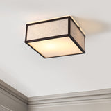 JONATHAN Y JYL1311A Grant 14.13" 2-Light Square Linen Iron LED Flush Mount, Farmhouse, Industrial, Coastal, Contemporary, Modern, Minimalist for Bedroom, Living Room, Office, Oil Rubbed Bronze