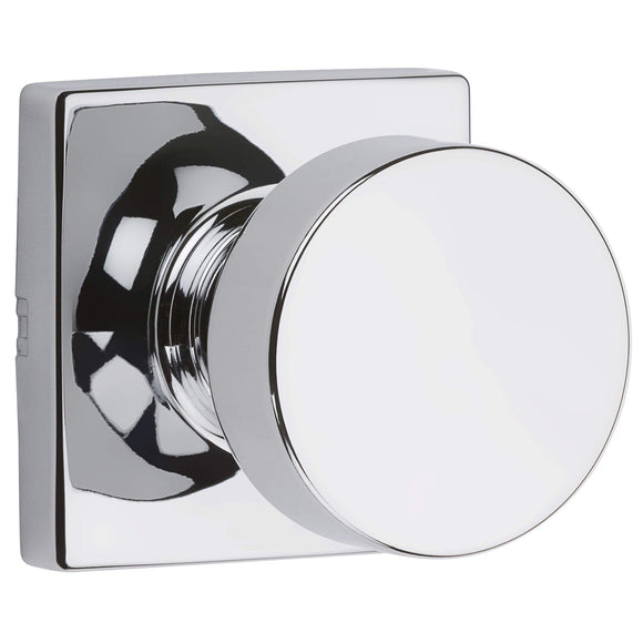 Kwikset 720PSKSQT-26 Pismo Knob with Square Rose Passage Lock with 6AL Latch and RCS Strike Bright Chrome Finish
