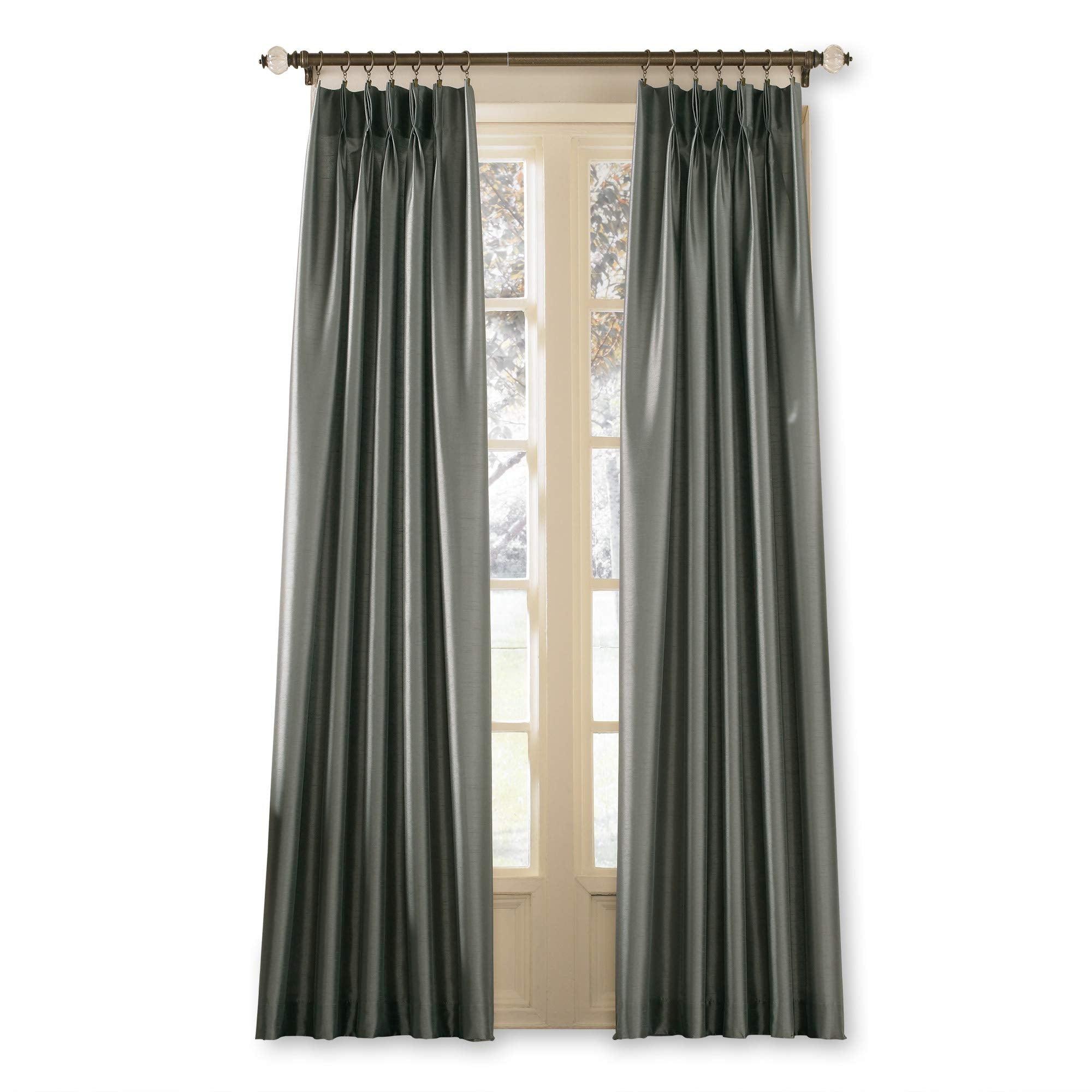 Curtainworks Marquee Faux Silk Pinch Pleat Curtain, 1 Panel, 30 by 84", Teal