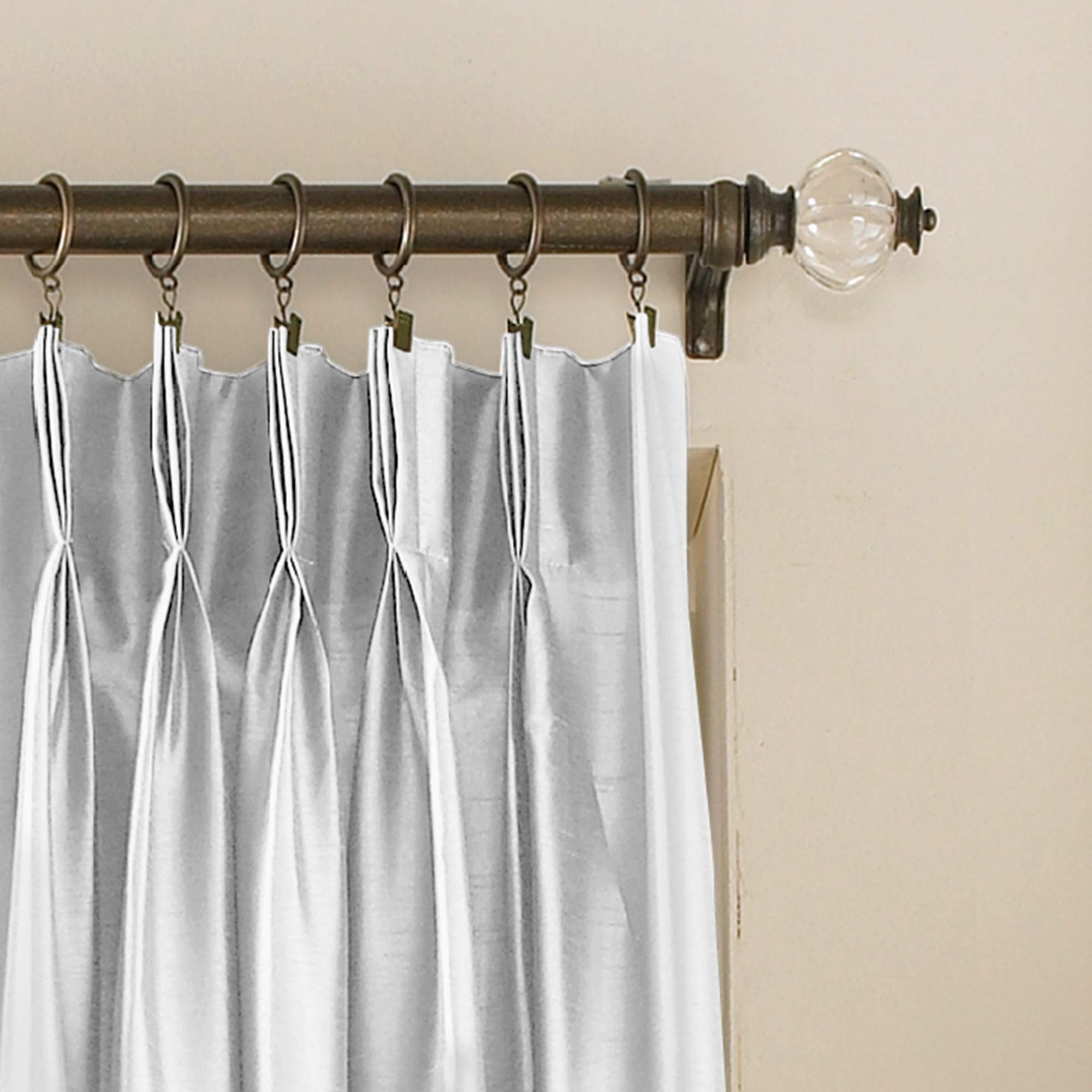 Marquee Faux Silk Pinch Pleat/Back Tab Lined Curtain, 1 Panel, 84-inch, White