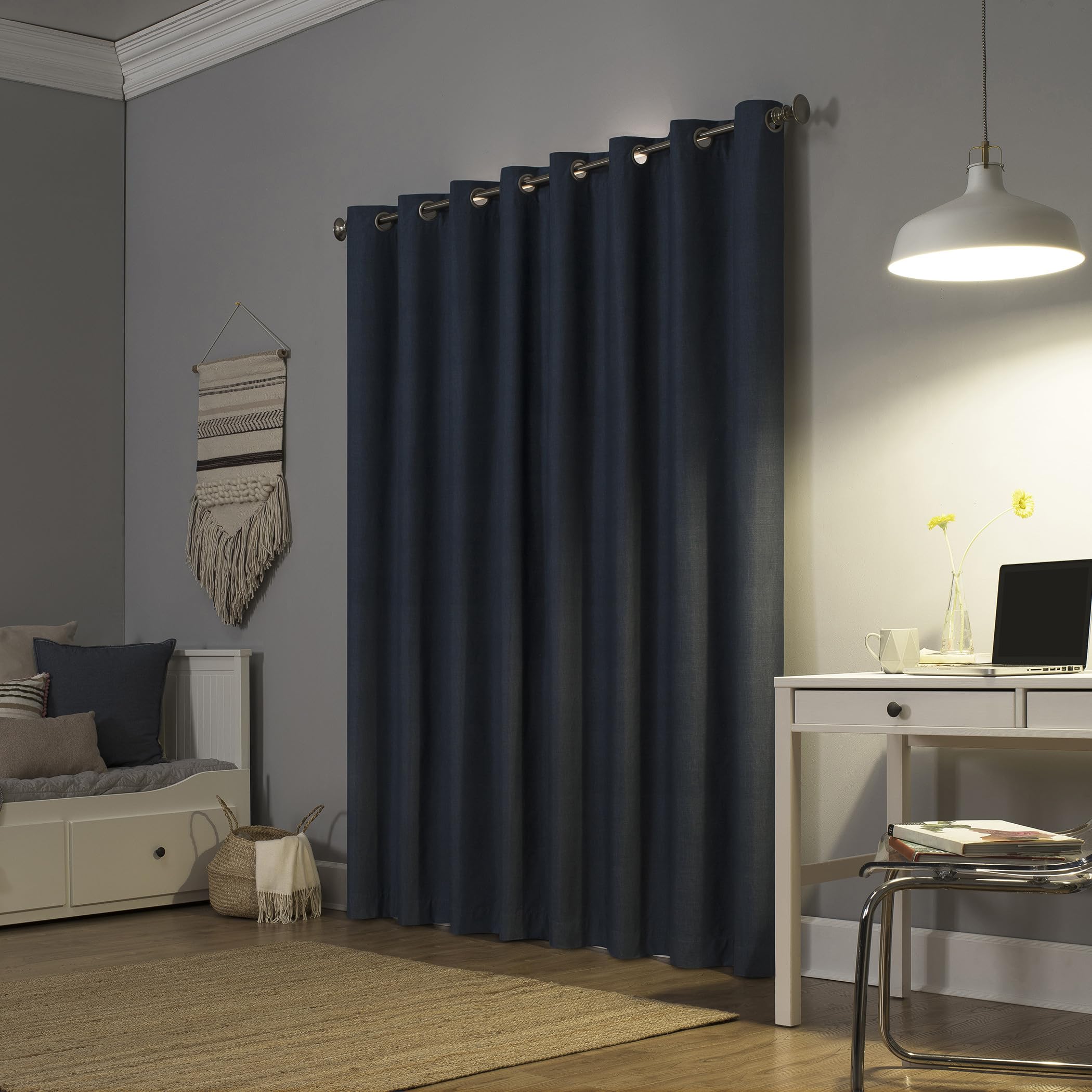 Sun Zero Columbia Thermal Insulated 100% Blackout Grommet Curtain Single Panel, 50" x 95", Navy Blue