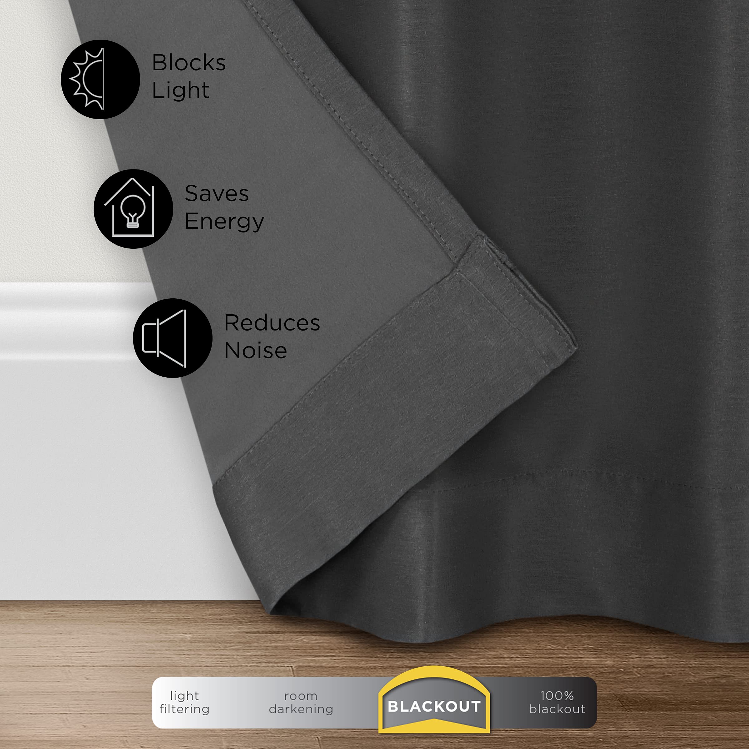 ECLIPSE Fresno Modern Blackout Thermal Rod Pocket Window Curtain for Bedroom (1 Panel), 52" x 84", Espresso