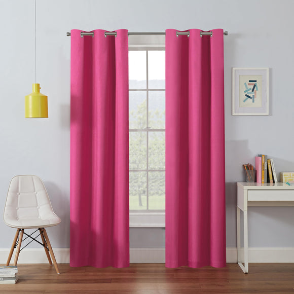 Eclipse Kendall Blackout Curtain, Thermal Insulated Grommet Window Panel, Noise Reducing Curtains for Bedroom, Living Room or Nursery, (1 Panel), 84 in Long x 42 in Wide, Raspberry
