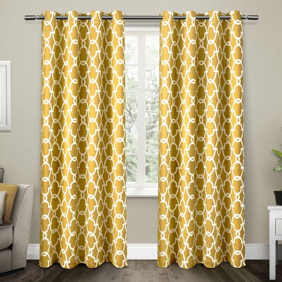 Exclusive Home Curtains Gates Sateen Blackout Thermal Window Curtain Panel Pair with Grommet Top, 52x84, Sundress Yellow 2 Piece