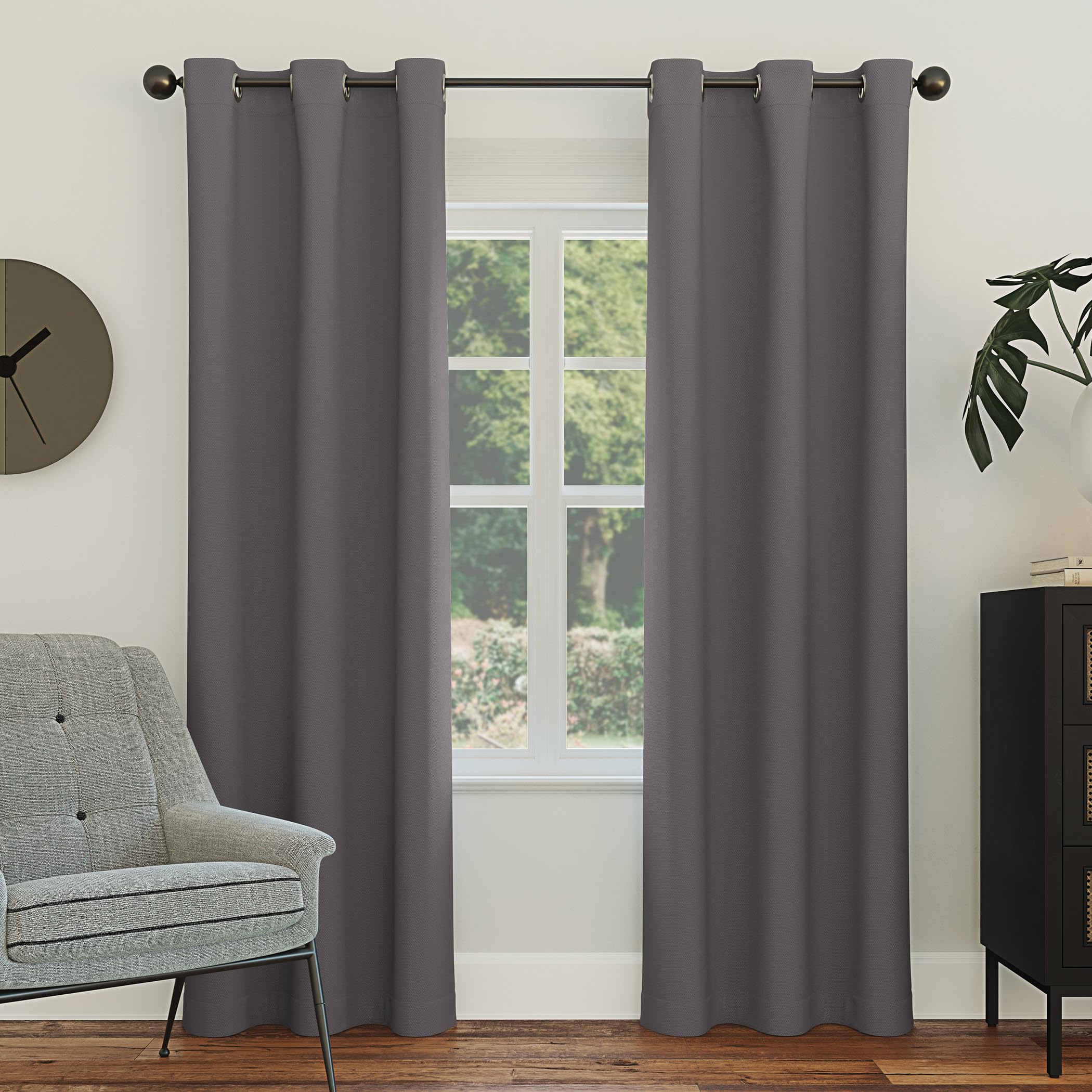 Sun Zero Easton Energy Saving Blackout Grommet Curtain Panel, 40" x 84", Charcoal