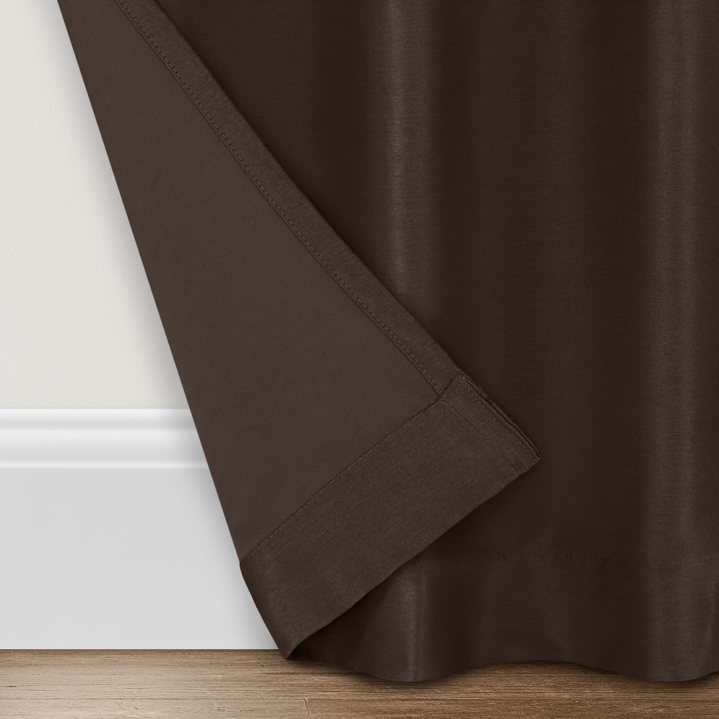 ECLIPSE Fresno Modern Blackout Thermal Rod Pocket Window Curtain for Bedroom (1 Panel), 52" x 84", Espresso