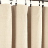 Lush Decor Linen Button 100% Lined Blackout Window Curtain - Single Panel - Pleated Color Block Design - Farmhouse Curtain With Coconut Husk Button Detail & Blackout Lining - 40" W x 84" L, Dark Linen