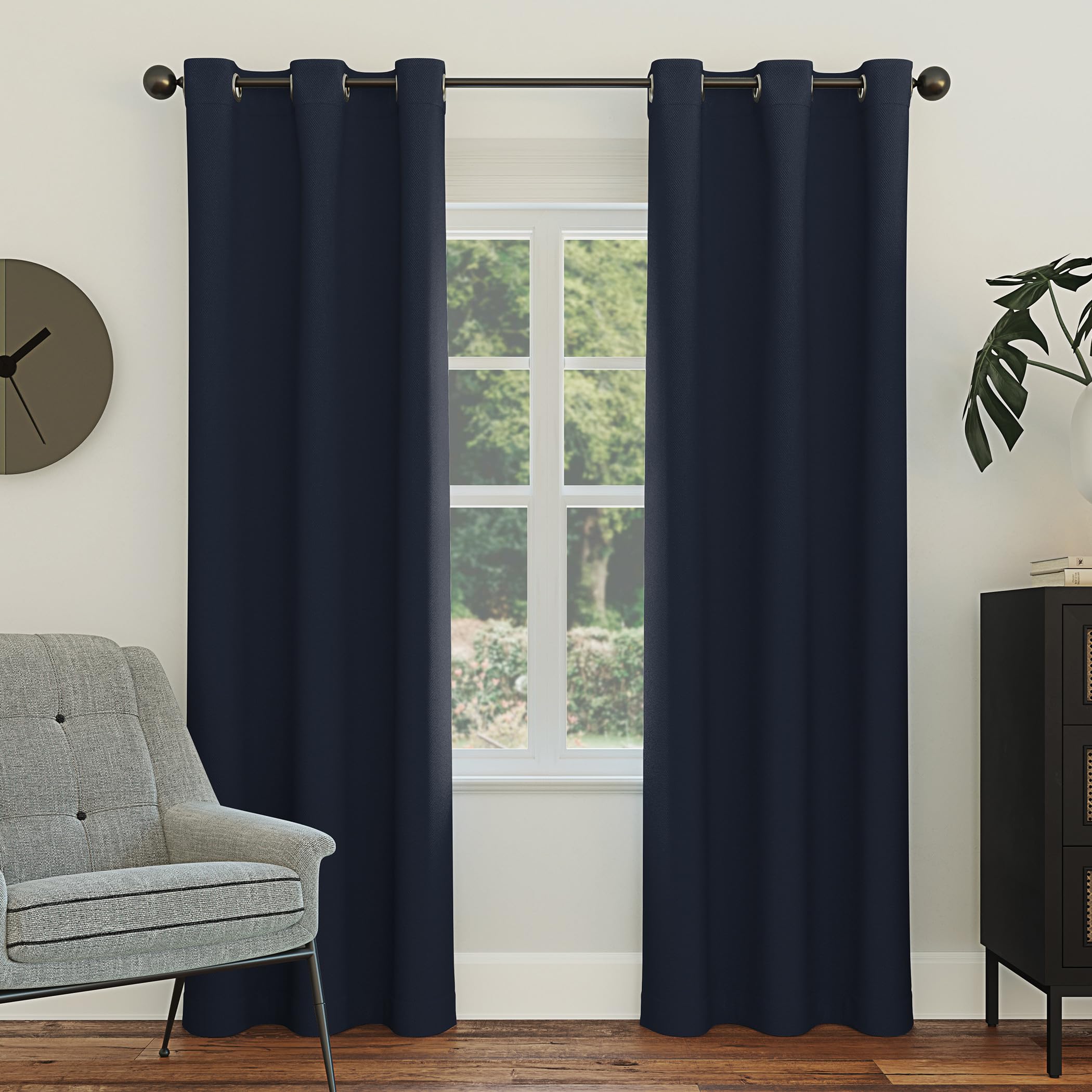 Sun Zero Easton Energy Saving Blackout Grommet Curtain Panel, 84.00" x 40.00", Navy Blue