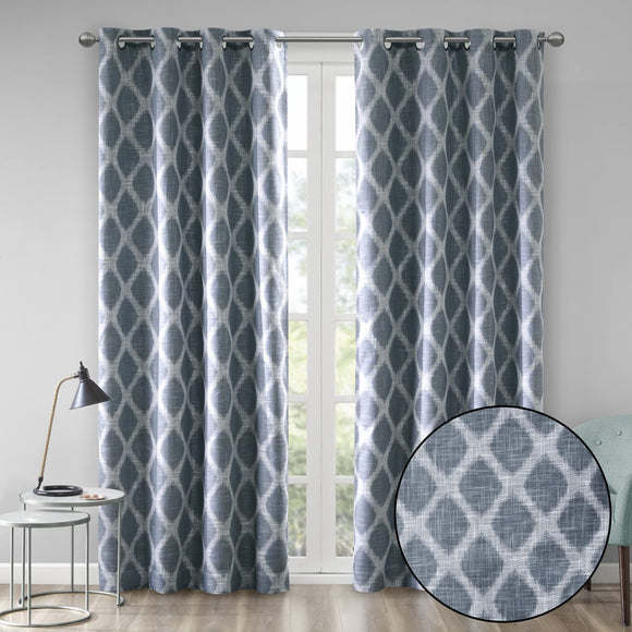 Sun Smart Blakesly Blackout Curtains Patio Window, Ikat Print, Grommet Top Living Room Decor, Living Room Decor, Thermal Insulated Light Blocking Drape for Bedroom and Apartments, 50