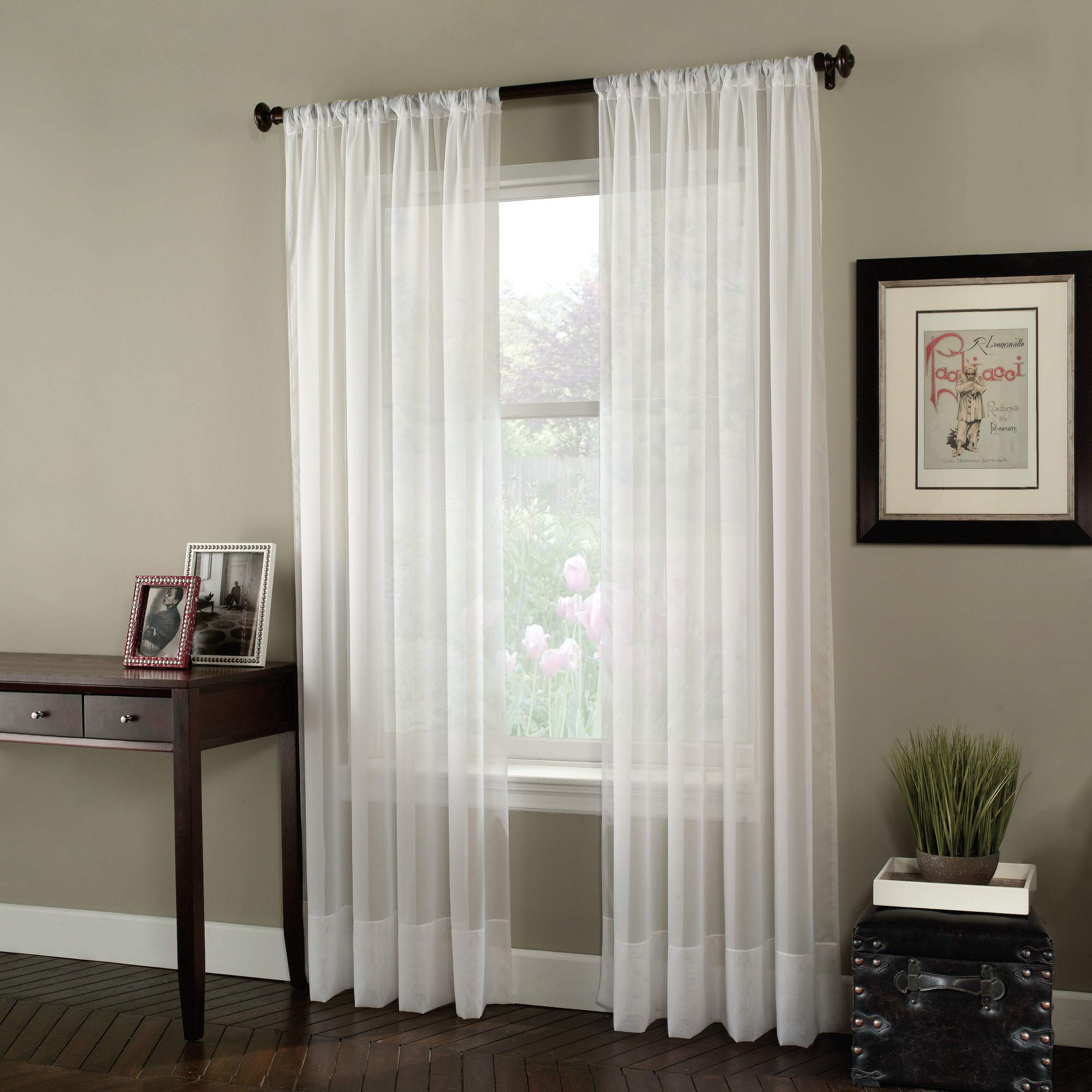 Curtainworks Soho Voile Sheer Curtain Panel, 59" X 108", Winter White