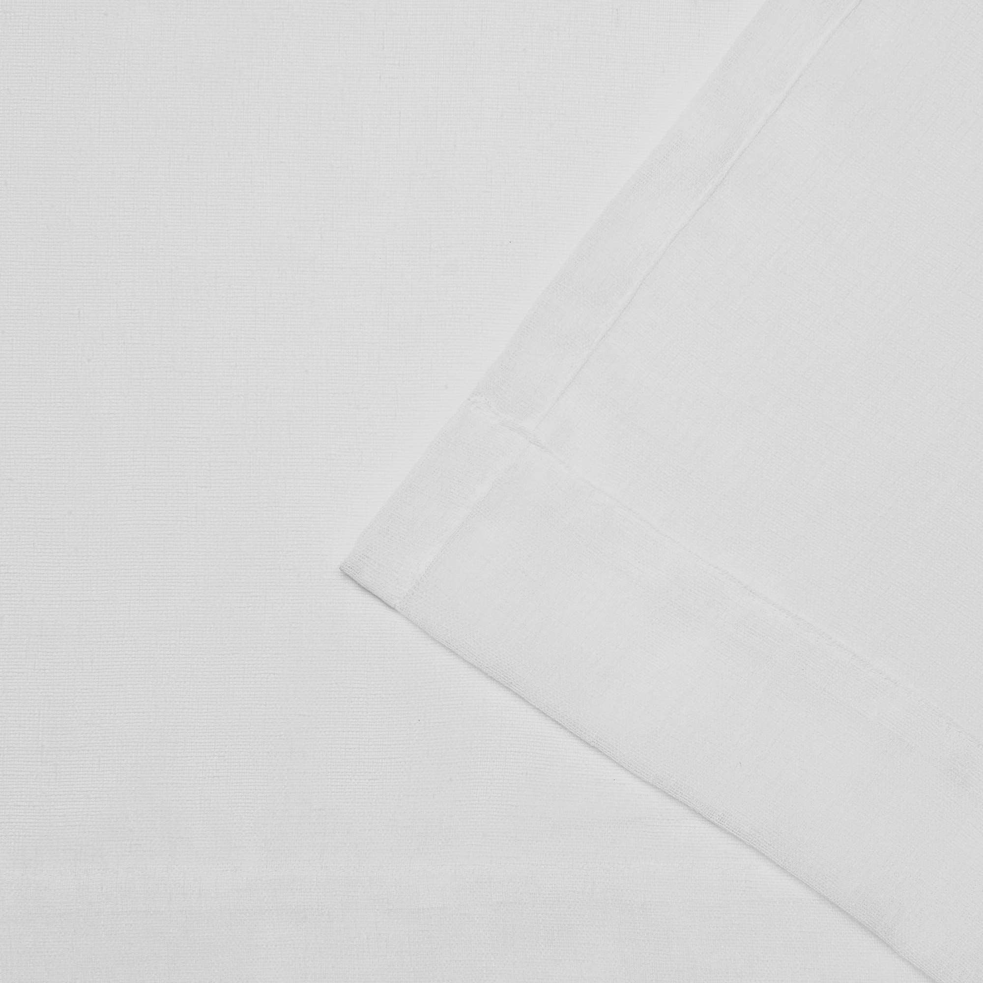 EXCLUSIVE HOME Belgian Textured Linen Look Jacquard Sheer Rod Pocket Curtain Panel Pair, 50"x63", Winter White