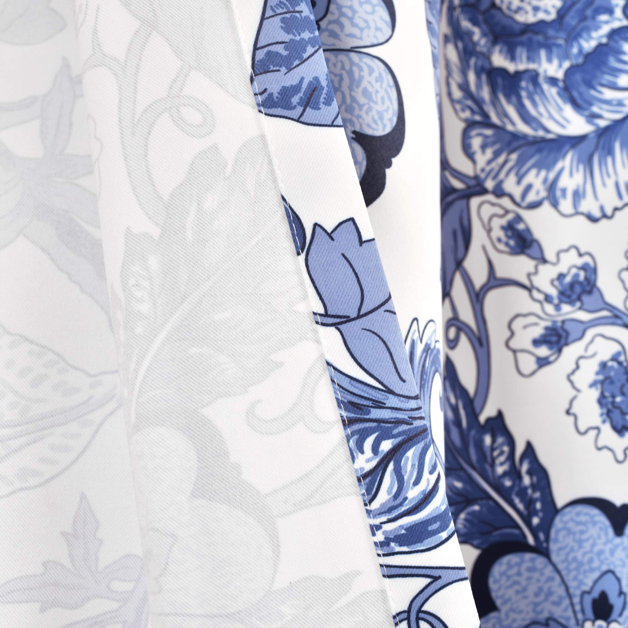 Lush Decor Navy White Sydney Curtains | Floral Garden Room Darkening Window Set for Living, Dining, Bedroom Long x 52” Wide, 84" L Panel Pair