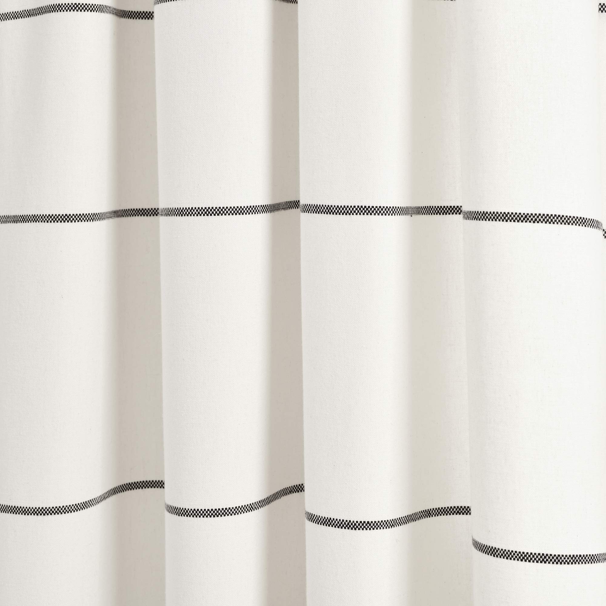 Lush Decor Farmhouse Boho Stripe Woven Tassel Yarn Dyed Cotton Blend Window Curtain Panels Pair 42" W x 95" L Ivory & Black - Striped Living Room Curtains