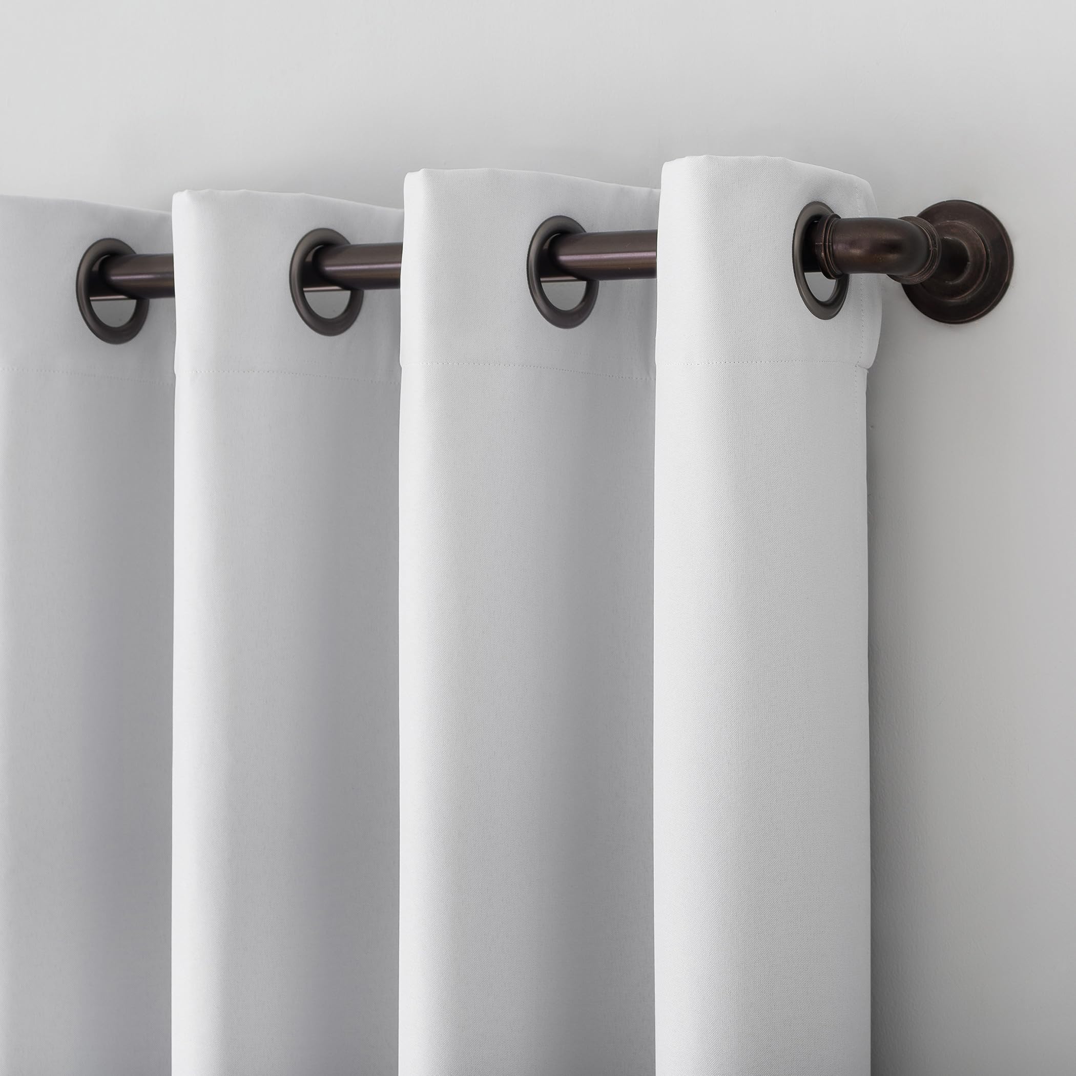 Sun Zero Tyrell Tonal Texture Draft Shield Fleece Insulated Total Blackout Grommet Curtain Panel, 50" x 96", Dove White