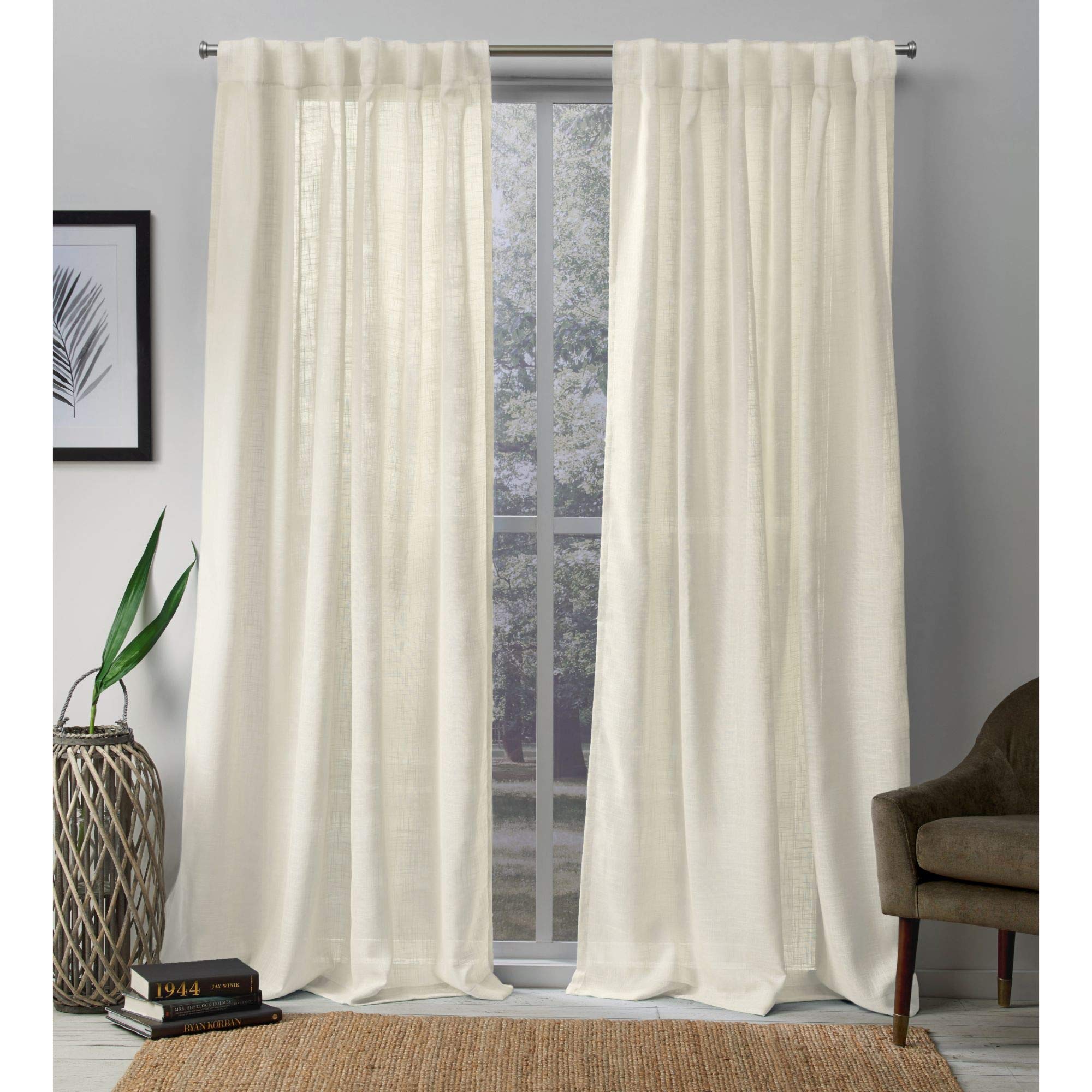 Exclusive Home Curtains EH8275-06-2-84H Bella Sheer Hidden Tab Top Curtain Panel Pair, 54x84, Ivory