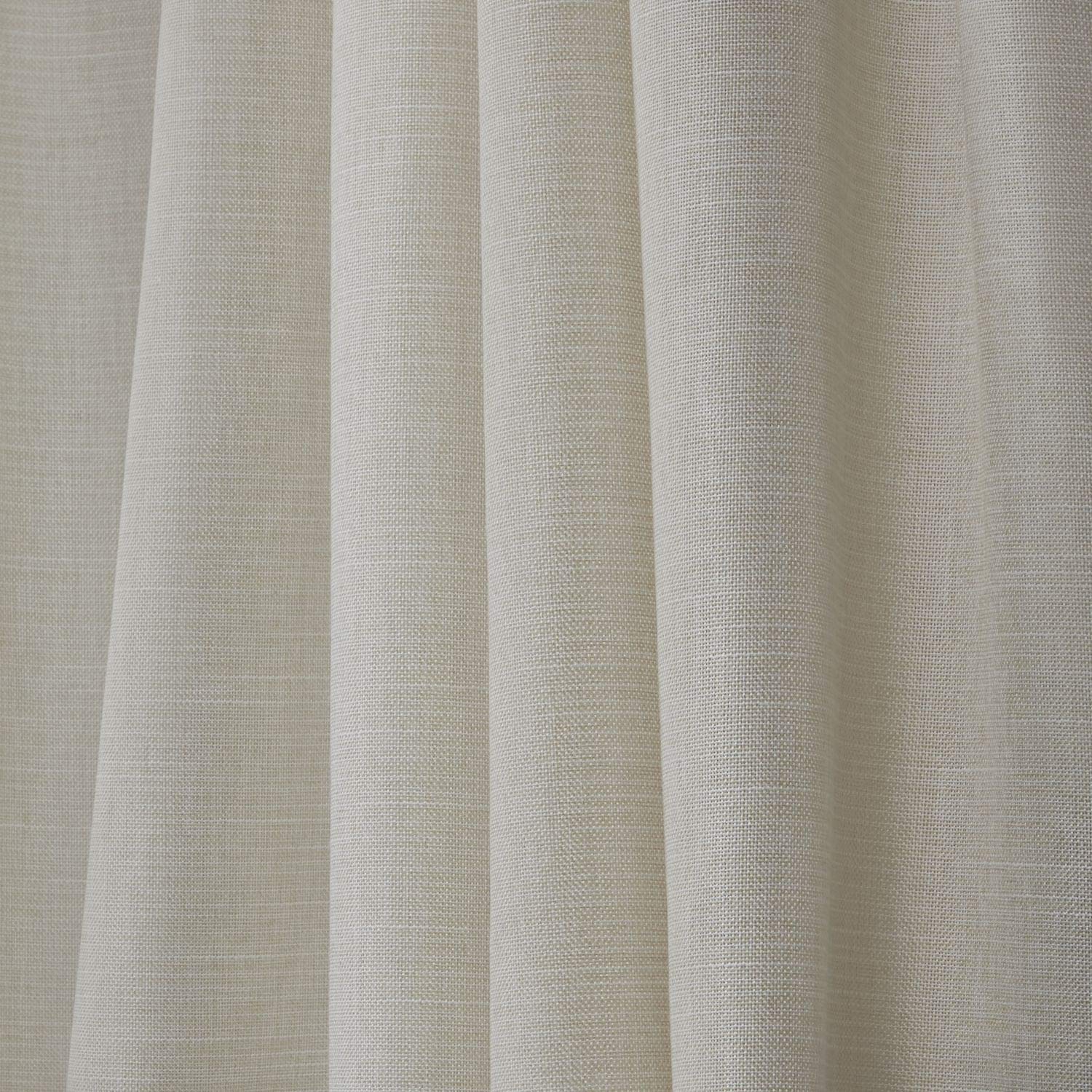 NICOLE MILLER NEW YORK Faux Linen Slub Textured Hidden Tab/Rod Pocket Top Light Filtering Curtain Panel Pair, 54"x96", Linen