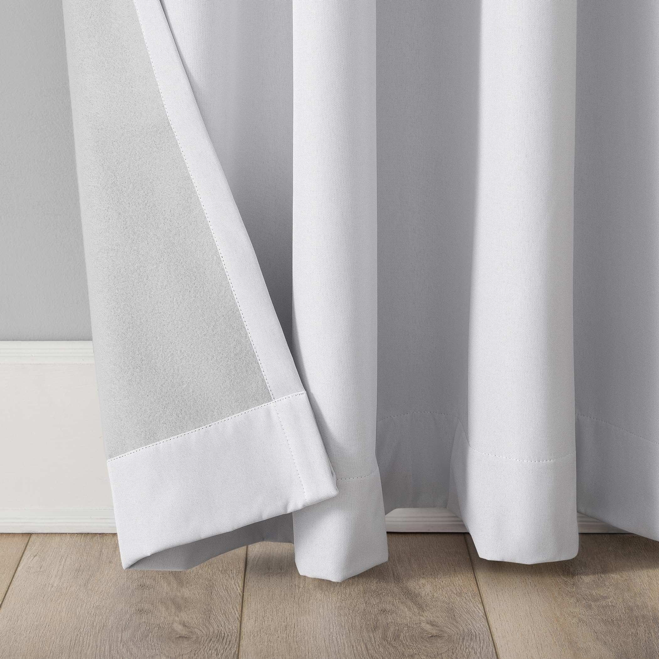 Sun Zero Tyrell Tonal Texture Draft Shield Fleece Insulated Total Blackout Grommet Curtain Panel, 50" x 63", Dove White
