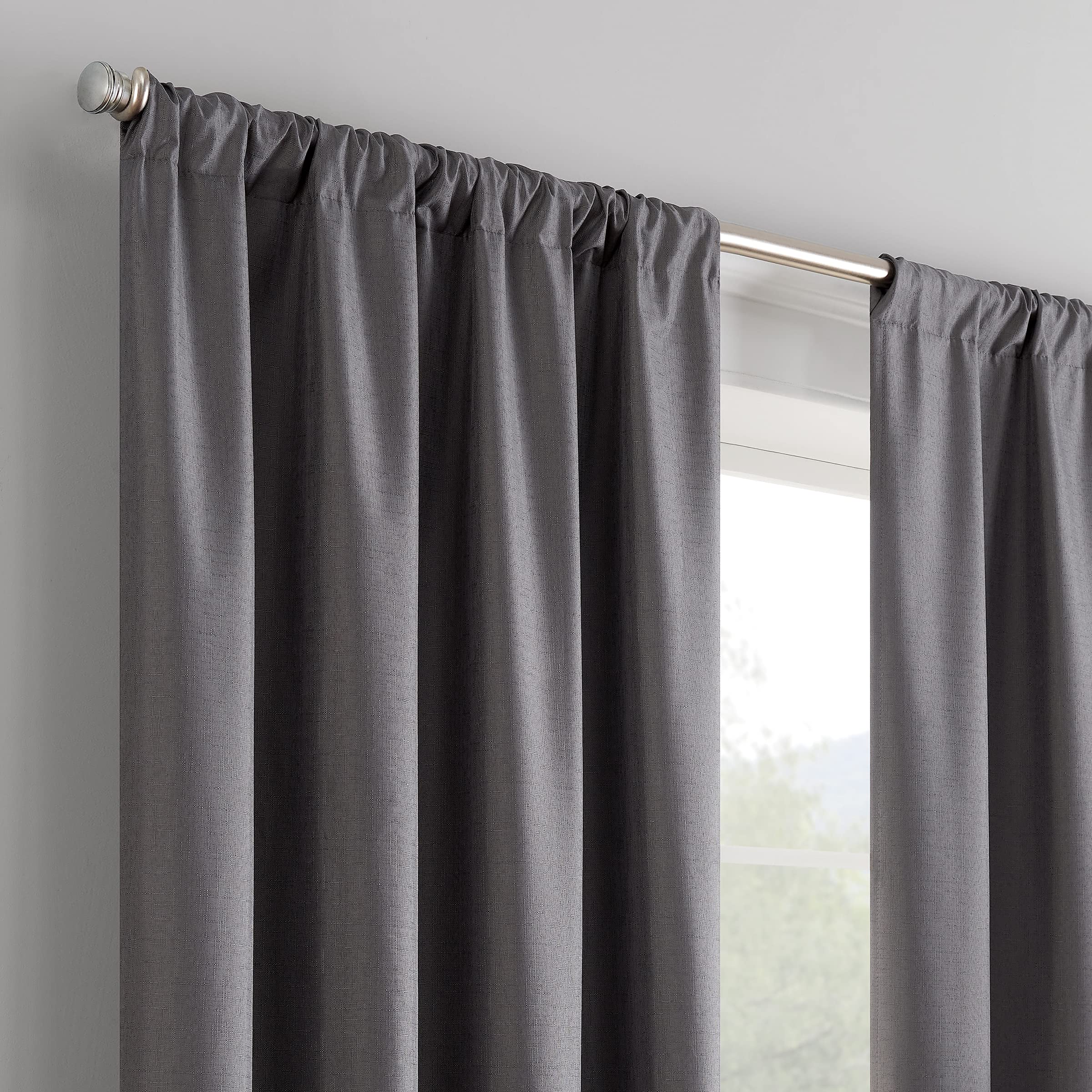 ECLIPSE Kendall Modern Blackout Thermal Rod Pocket Window Curtain for Bedroom or Living Room (1 Panel), 42" x 54", Charcoal