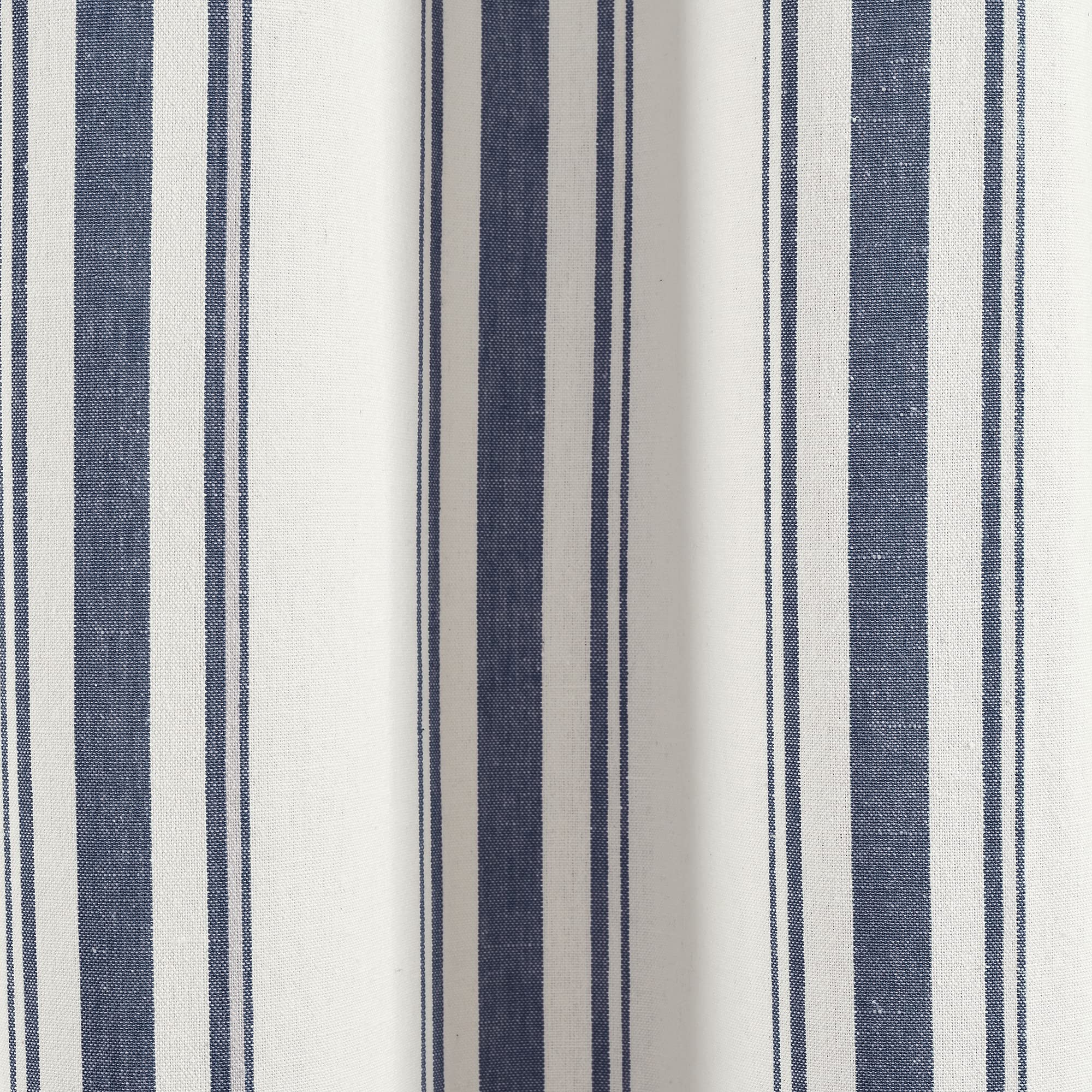 Lush Decor Farmhouse Stripe Yarn Dyed Eco-Friendly Recycled Cotton Window Curtain Panel Pair, 42" W x 95" L, Navy - Classic Modern Rustic Charm - Eco Friendly Cotton Fabric