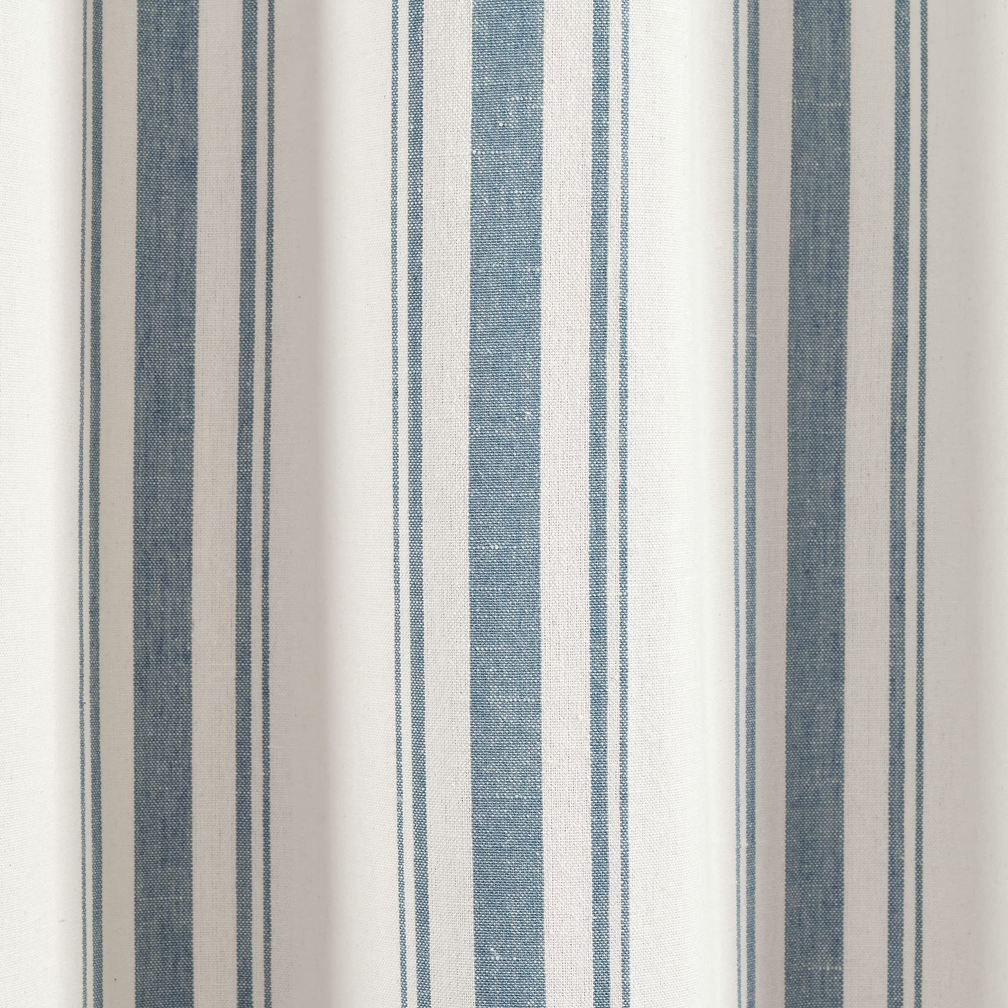 Lush Decor Farmhouse Stripe Yarn Dyed Eco-Friendly Recycled Cotton Window Curtain Panel Pair, 42" W x 95" L, Blue - Classic Modern Rustic Charm - Eco Friendly Cotton Fabric