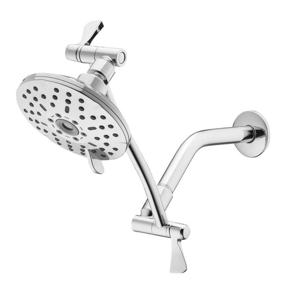 Glacier Bay 3-Spray Patterns with 1.8 GPM 5.4 in Wall Mount Fixed Shower Head with Adjustable Shower Arm in Chrome  Grey