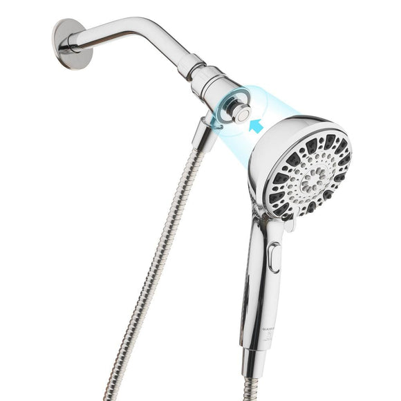 Push Release 6-Spray Wall Mount Handheld Shower Head 1.8 GPM in Chrome