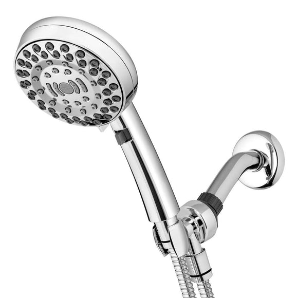 Waterpik 6-Spray Patterns with 1.8 GPM 4.75 in. Wall Mount Adjustable Handheld Shower Head in Chrome, Grey