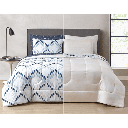 Style2 Serenity Blue and Blush 7-Piece Mix & Match Bed in a Bag Queen