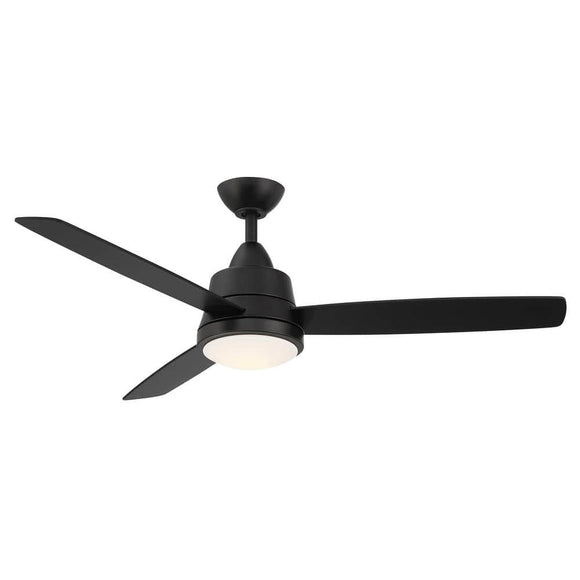 Caprice 52 in. LED Indoor Matte Black Ceiling Fan w/ Light Kit and Remote