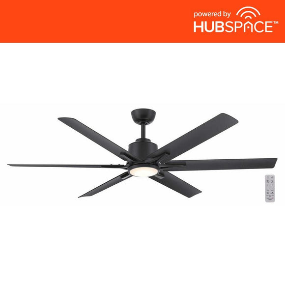 Home Decorators Collection Kensgrove II 60 in. Integrated CCT LED Indoor/Outdoor Matte Black Smart Ceiling Fan with Remote Powered by Hubspace
