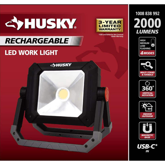 Husky 2000 Lumens Rechargeable LED Work Light