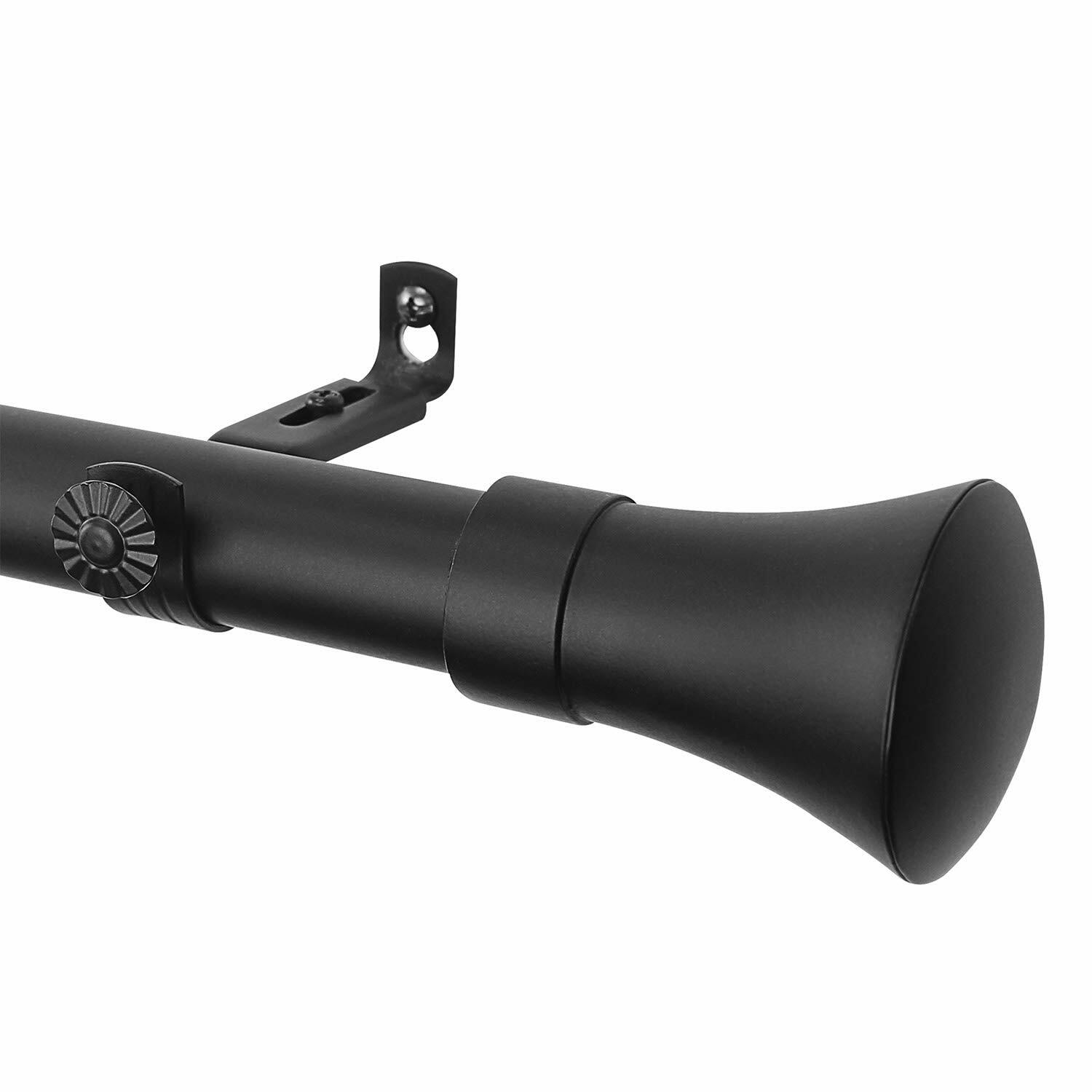 CHICOLOGY 3/4 to 1 inch Diameter Curtain Pole for Drapes with Decorative Finials, Window Decor, Elegant Finished in Brass, Bronze, Nickel & Black Curtain Rods, 48 to 86 inches, Matte Black - Aaron