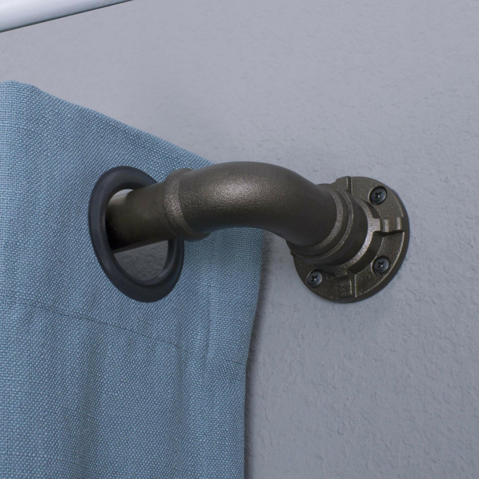 Decopolitan Industrial Wrap Around Telescoping Curtain Rod Set, 36-72", Bronze