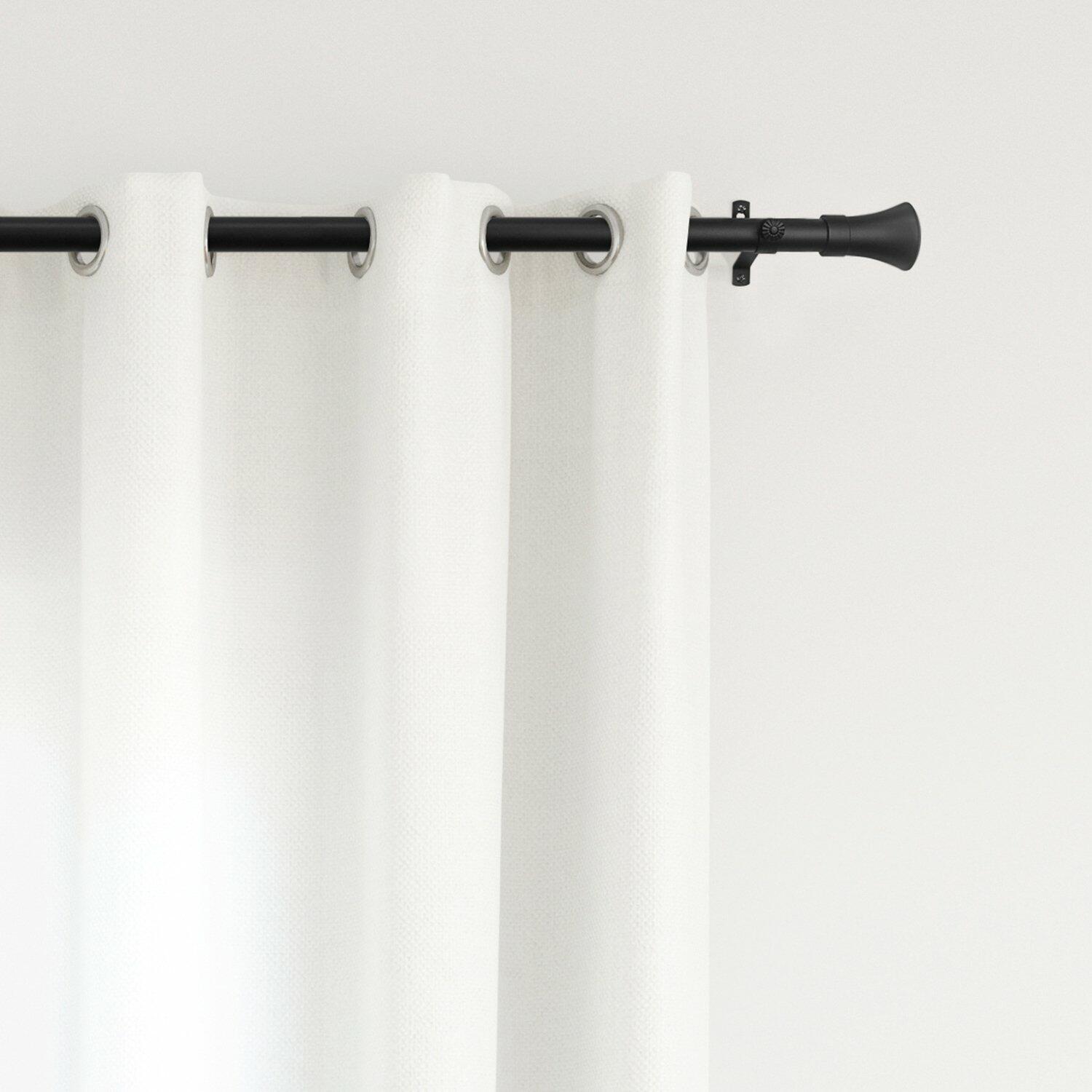 CHICOLOGY 3/4 to 1 inch Diameter Curtain Pole for Drapes with Decorative Finials, Window Decor, Elegant Finished in Brass, Bronze, Nickel & Black Curtain Rods, 48 to 86 inches, Matte Black - Aaron