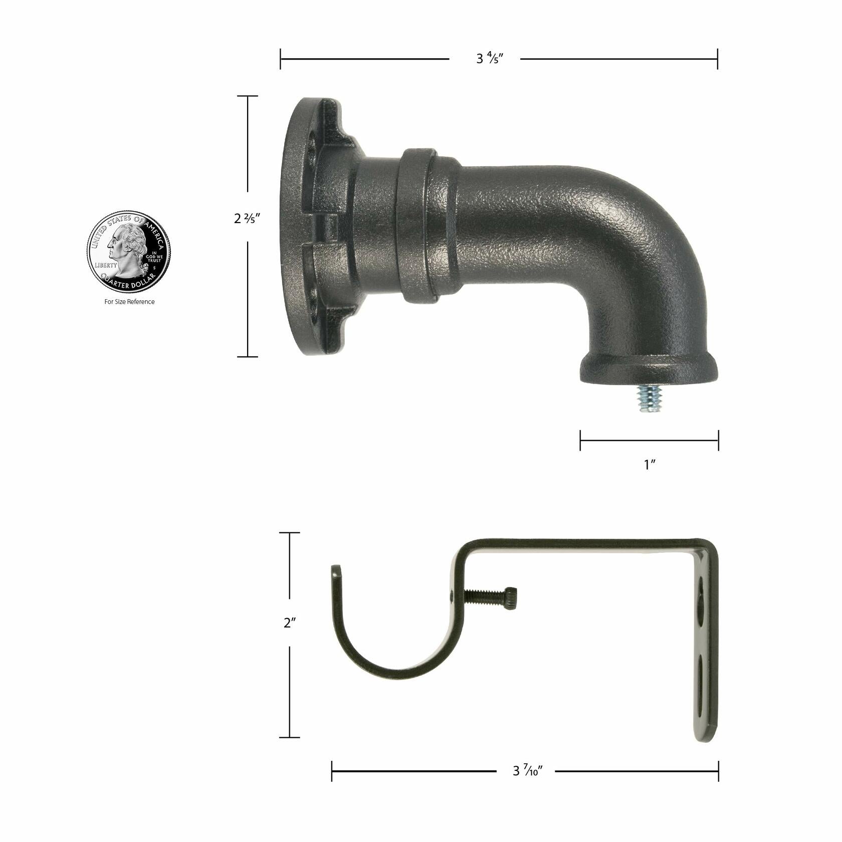 Decopolitan Industrial Wrap Around Telescoping Curtain Rod Set, 36-72", Bronze