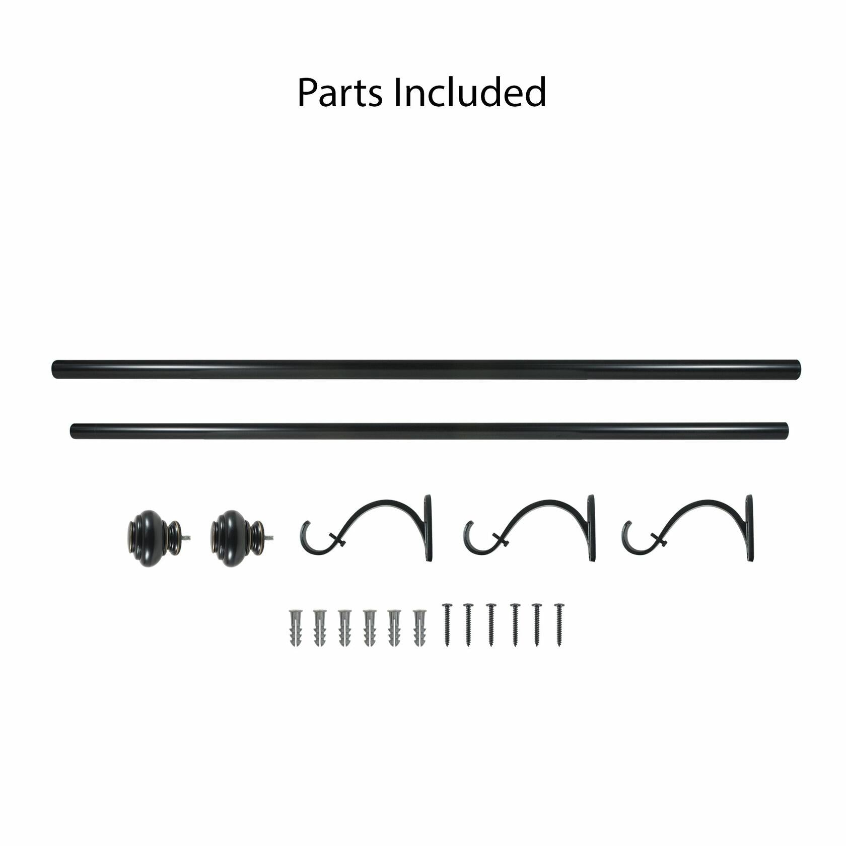 Decopolitan 27865-36BLK Urn Single Rod Set, 36 to 72-Inch, Antique Black