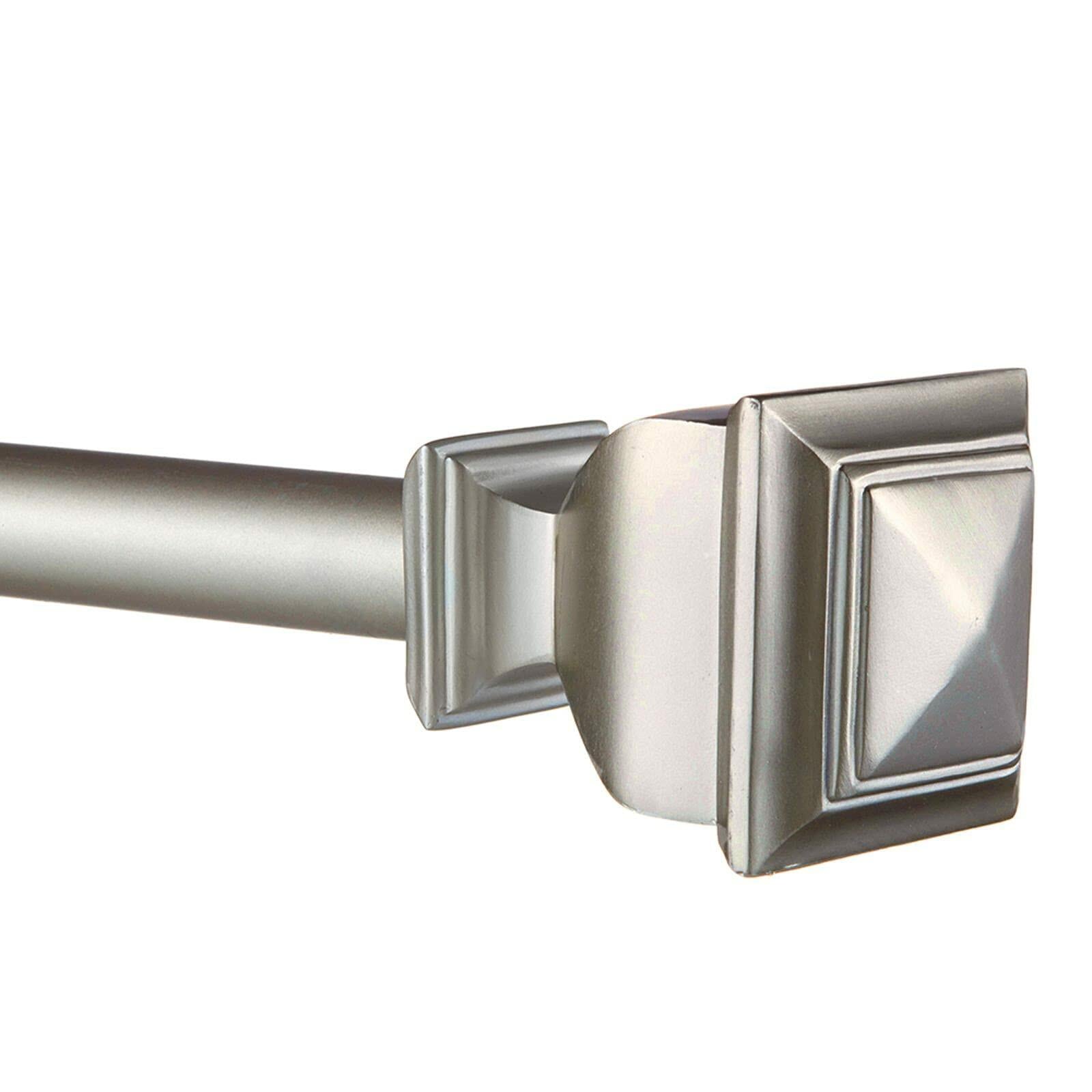 Exclusive Home Napoleon 1" Curtain Rod and Coordinating Finial Set, Matte Silver, Adjustable 66"-120"