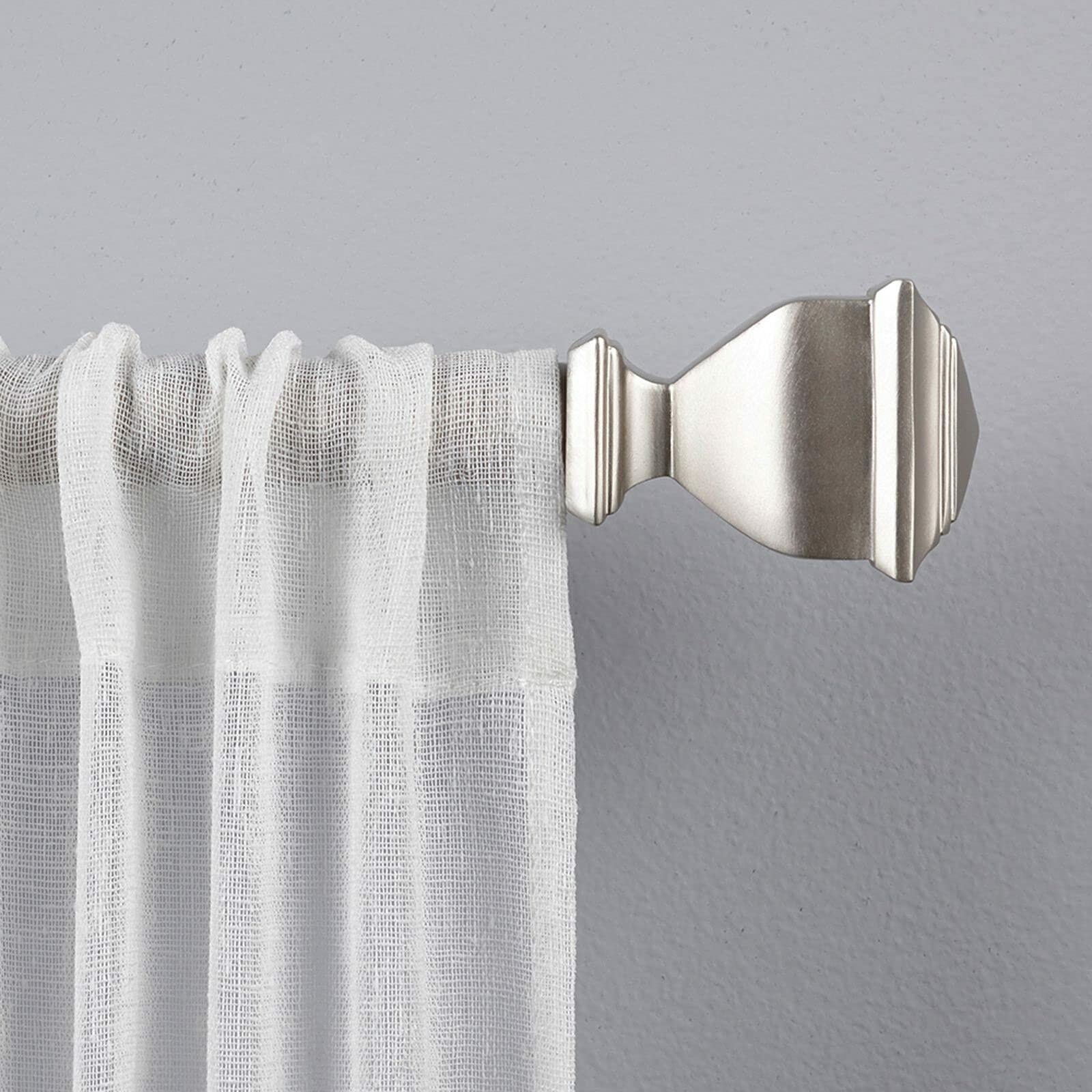 Exclusive Home Napoleon 1" Curtain Rod and Coordinating Finial Set, Matte Silver, Adjustable 66"-120"