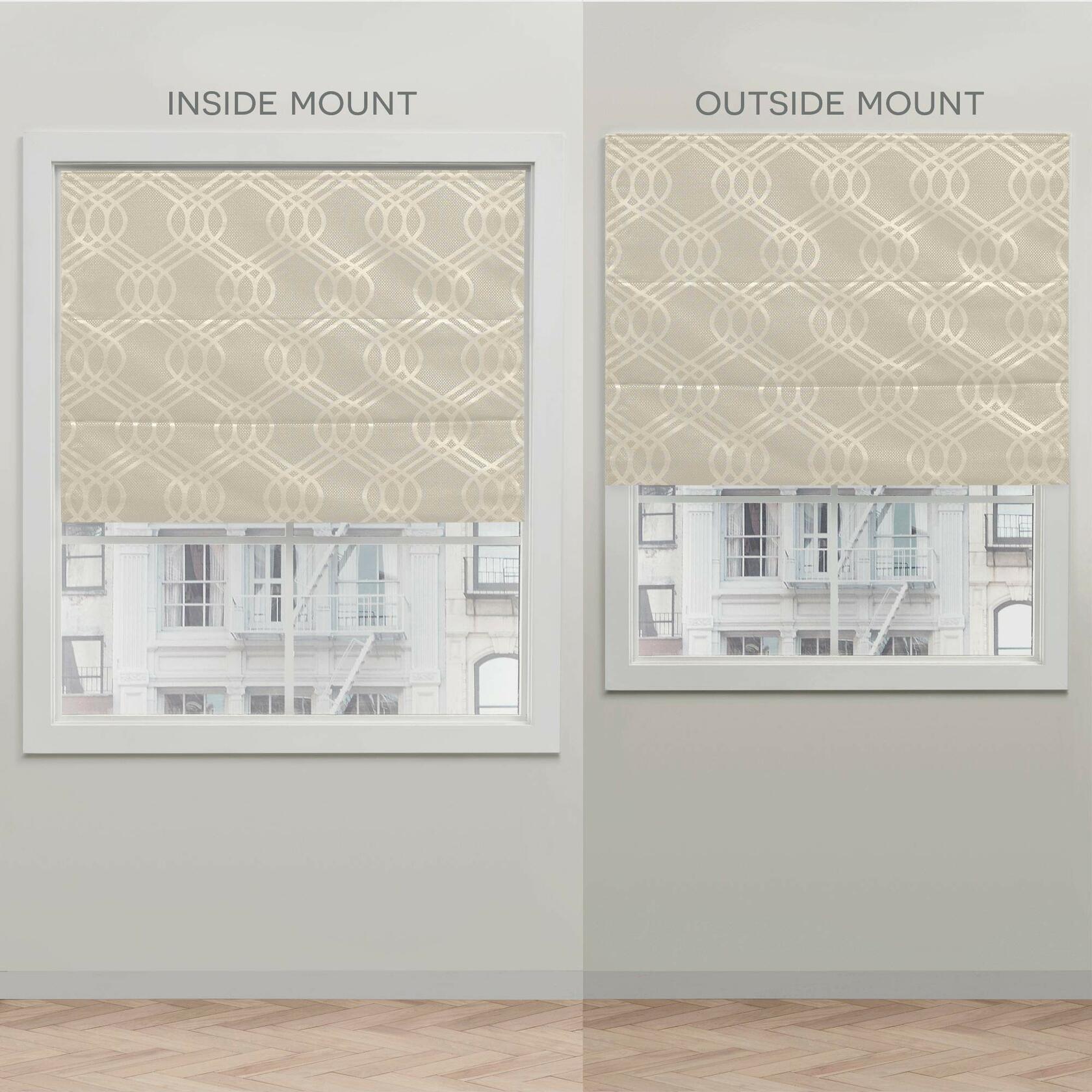 Exclusive Home Curtains Prague Trellis 100% Blackout Polyester Roman Shade, 23"x64", Natural