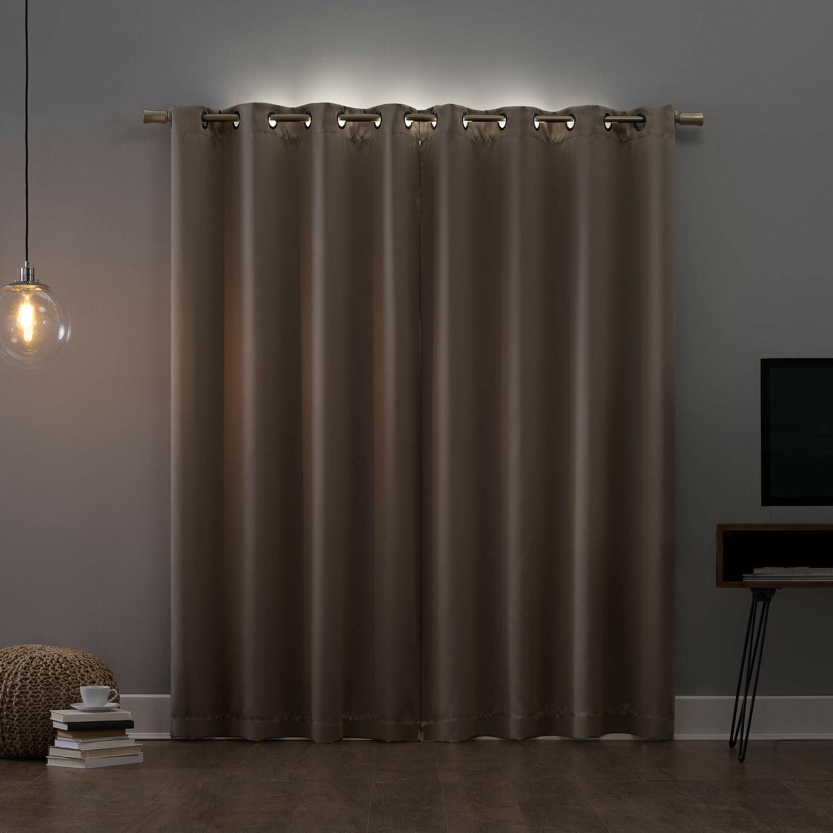 Sun Zero Nordic Theater Grade Extreme 100% Blackout Grommet Curtain Single Panel, 52" x 84", Stone