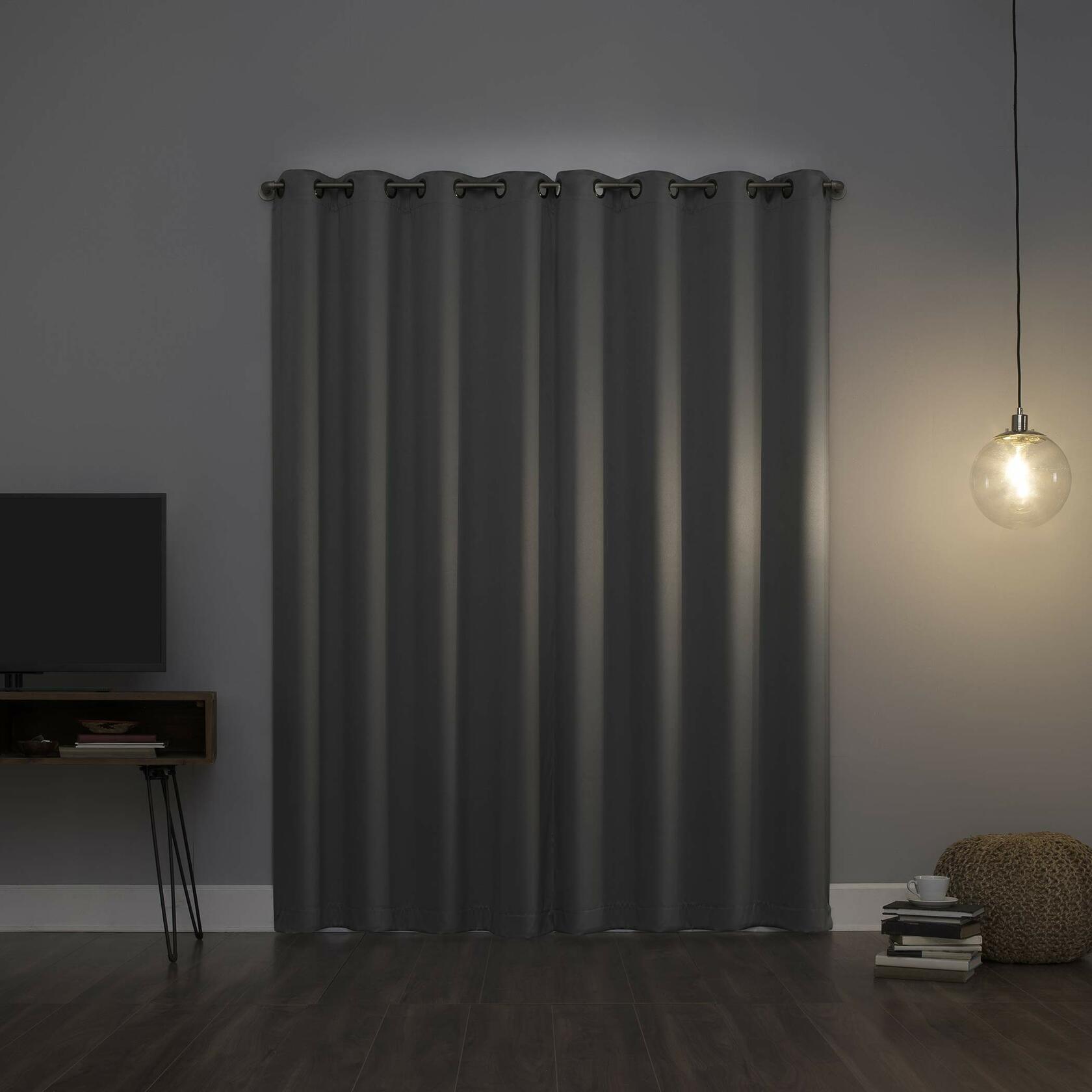 Sun Zero Nordic Theater Grade Extreme 100% Blackout Grommet Curtain Single Panel, 52" x 84", Silver Gray